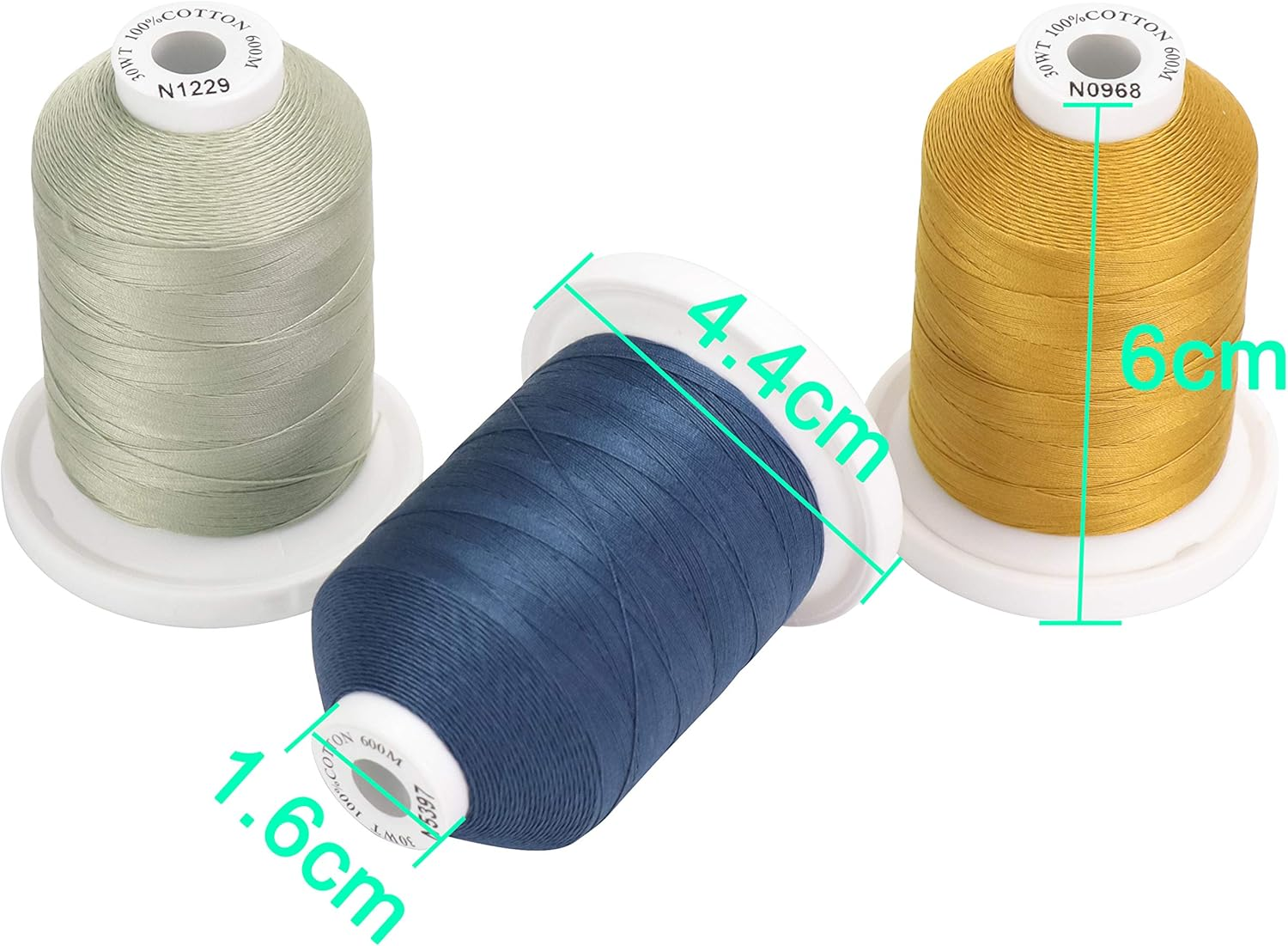 New Brothread 12 Neutral&Jean Colors Multi-Purpose 100% Mercerized Cotton Threads 30WT(50S/3) 600M(660Y) Each Spool for Quilting, Sewing and Embroidery - 24 Basic Colors image number 5