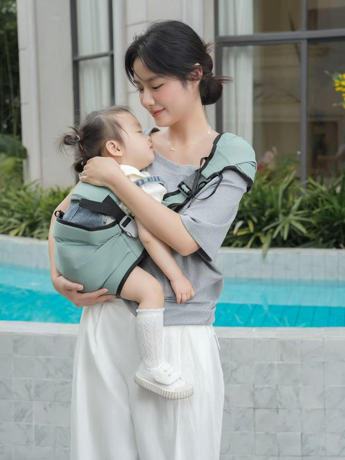Baby Carrier Toddler Sling Ergonomic, Front Carry for Newborns & Older Babies 8-32 Lbs Infants Adjustable Size Breathable for Going Out Shopping & Travel Lightweight Portable New image number 1
