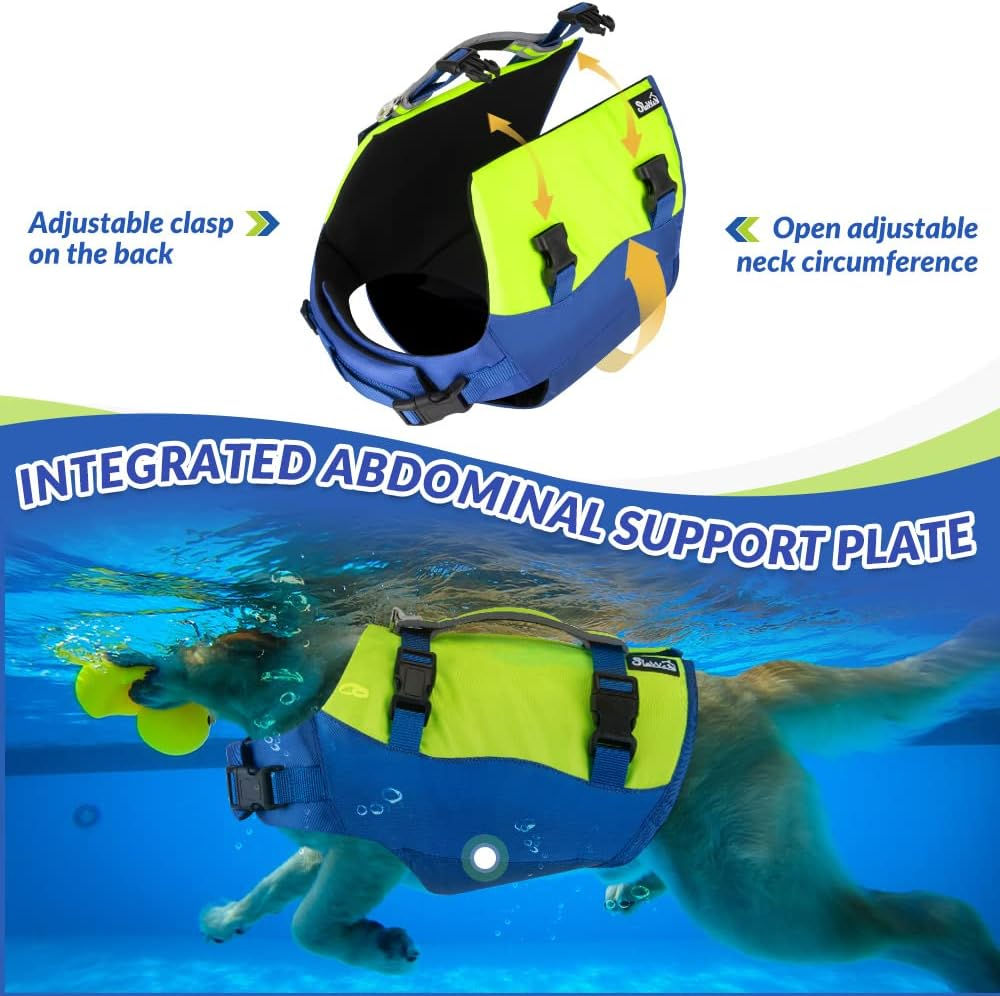 Slowton Dog Life Jacket, Adjustable Dog Life Vest with Reflective Rescue Handle, Pet Safety Flotation Vest for Swimming Boating Pool Beach image number 2