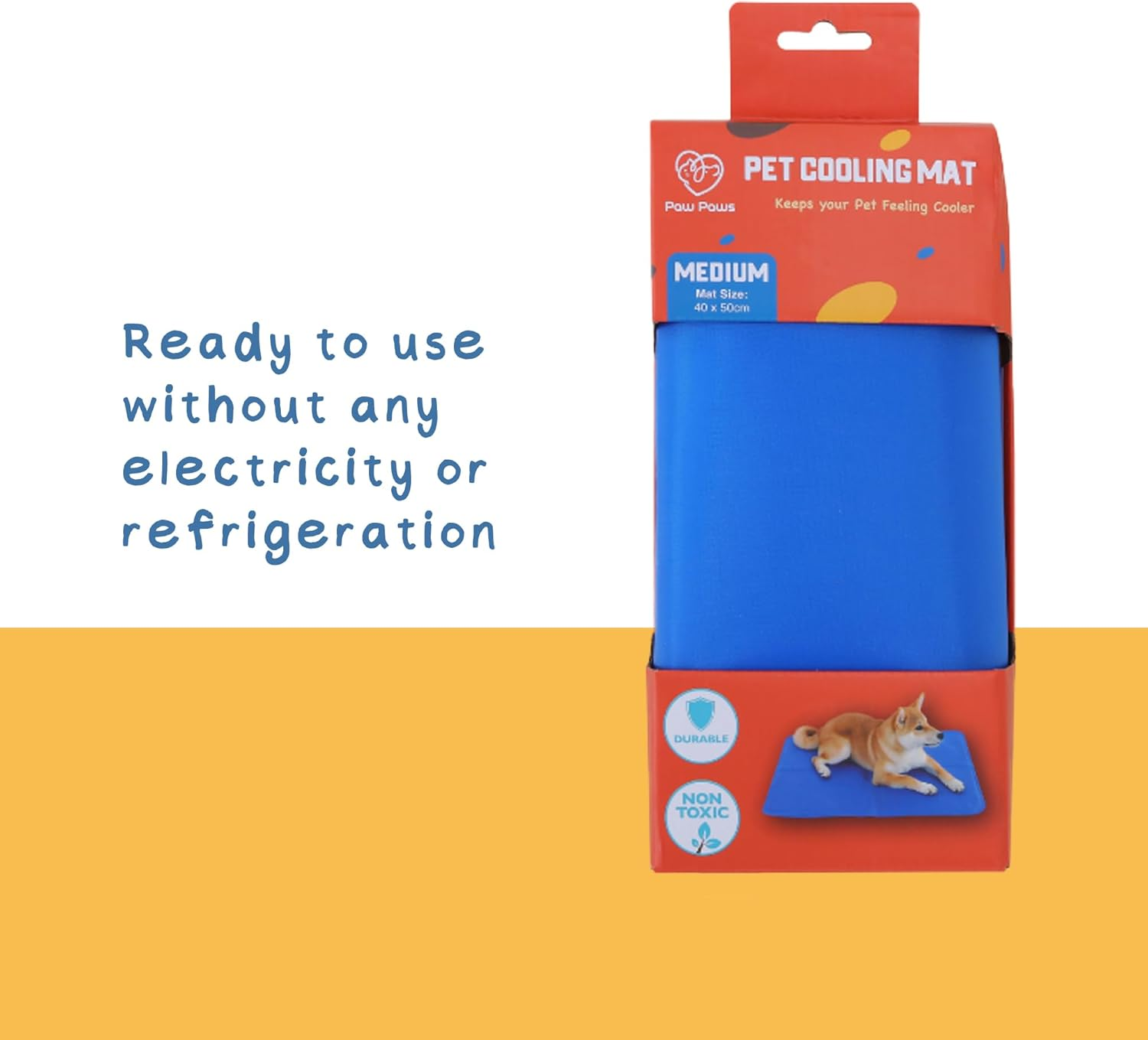 Paw Paws Self Cooling Dog Mat, Non-Toxic Summer Rectangular Cool Gel Pet Pad, Suitable for Crates, Kennels and Bed Medium 40X50Cm image number 4