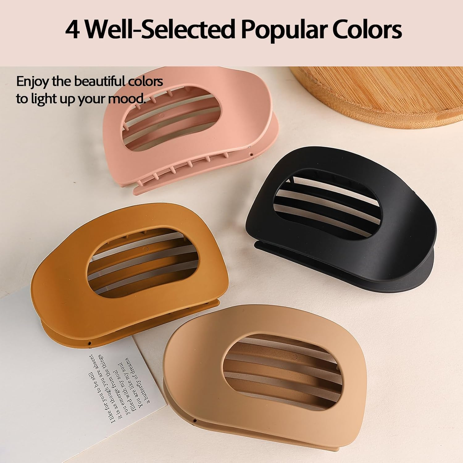 Vivasmile 4 PCS Flat Hair Clips for Women, Curved Design Hair Clips for Lying, Driving - Matte Strong Hold Hair Claw Clips for Thin, Thick Hair, Hair Accessories for Women and Girls (Dark) image number 2