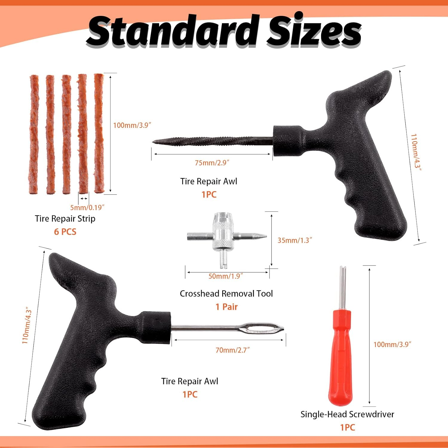 Tanstic 8Pcstire Repair Tools with Plugs Sets for Car, Truck, Motorcycle, ATV, RV, Tractor image number 5