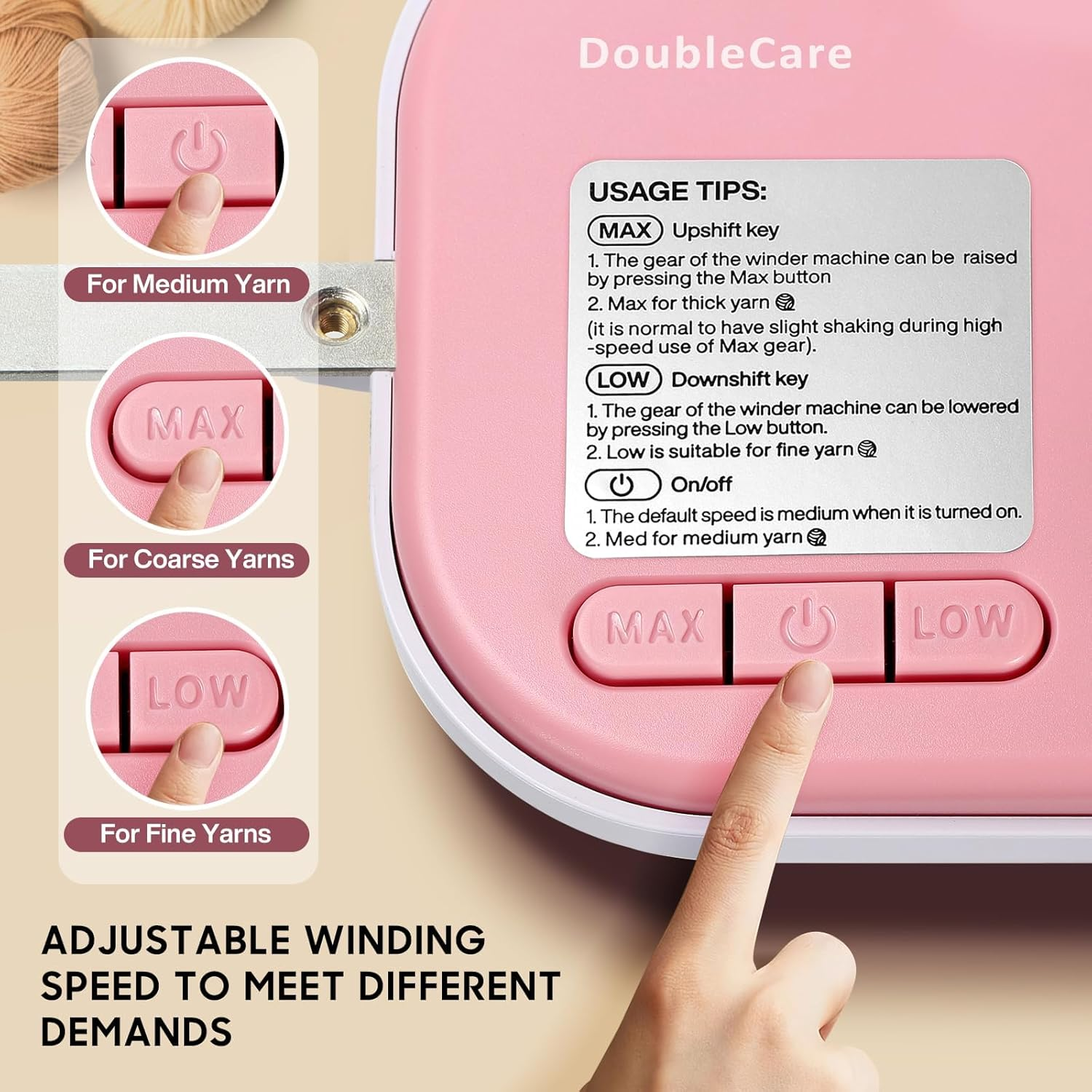 Electric Yarn Winder for Crocheting High Speed, Upgrade Three Gears Adjustable 4-10Oz Large Capacity Automatic Yarn Ball Winder, Yarn Spinner, the Helper for Knitting Enthusiast image number 6