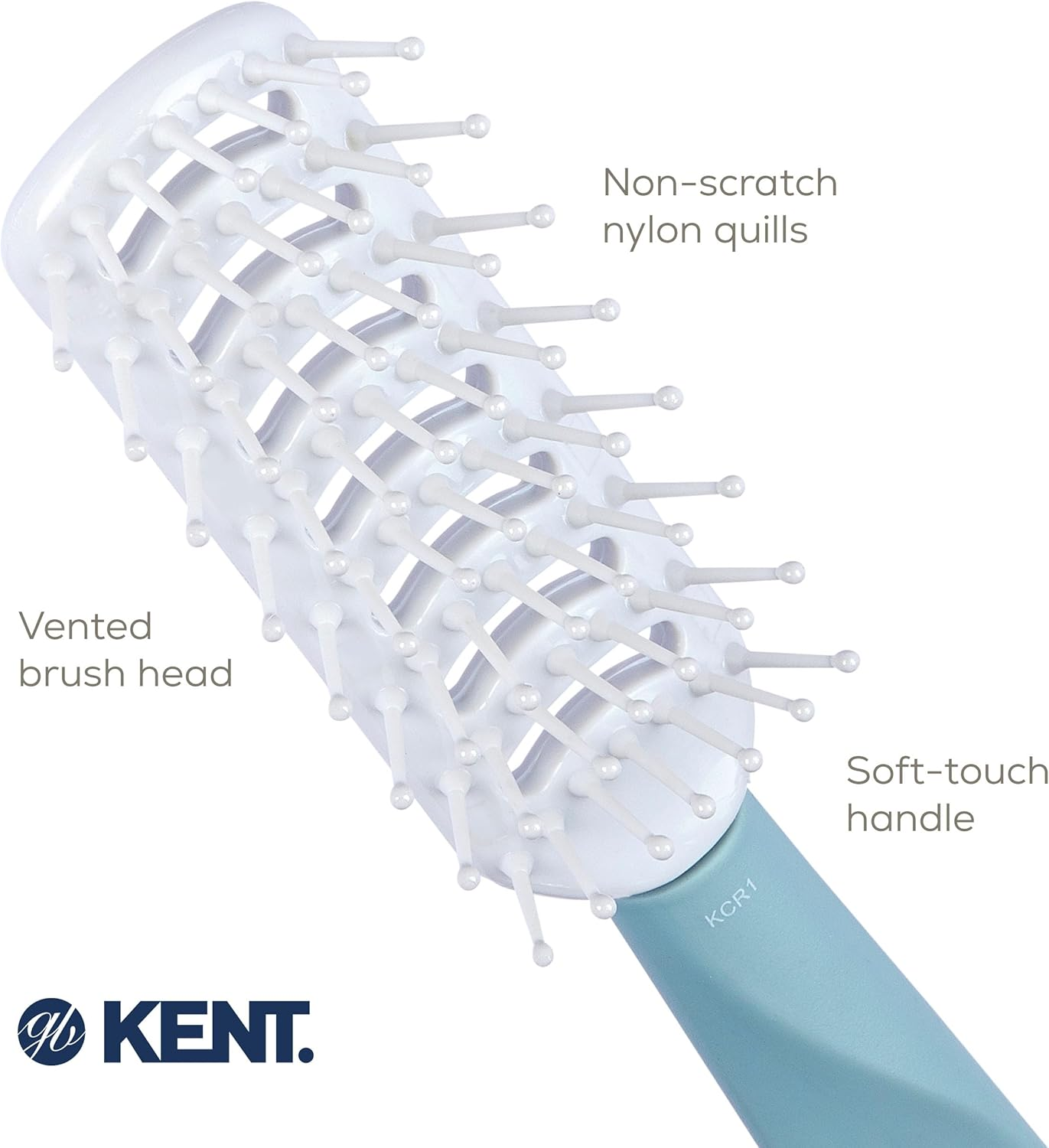 Kent KCR1 "Create" Vented Hair Brush for Blowdrying, Creating Root Lift, and Volume in All Hair Types - Small Vent Brush with Green Ergonomic Handle and Soft Ball Tipped Bristles for Pain Free Use image number 3