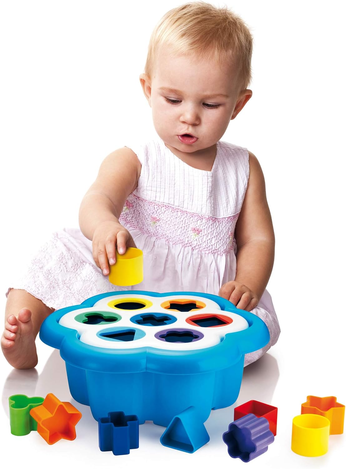 Quercetti Daisy Shape Sorter - Classic 16 Piece Shape and Color Sorting Toy (Made in Italy)