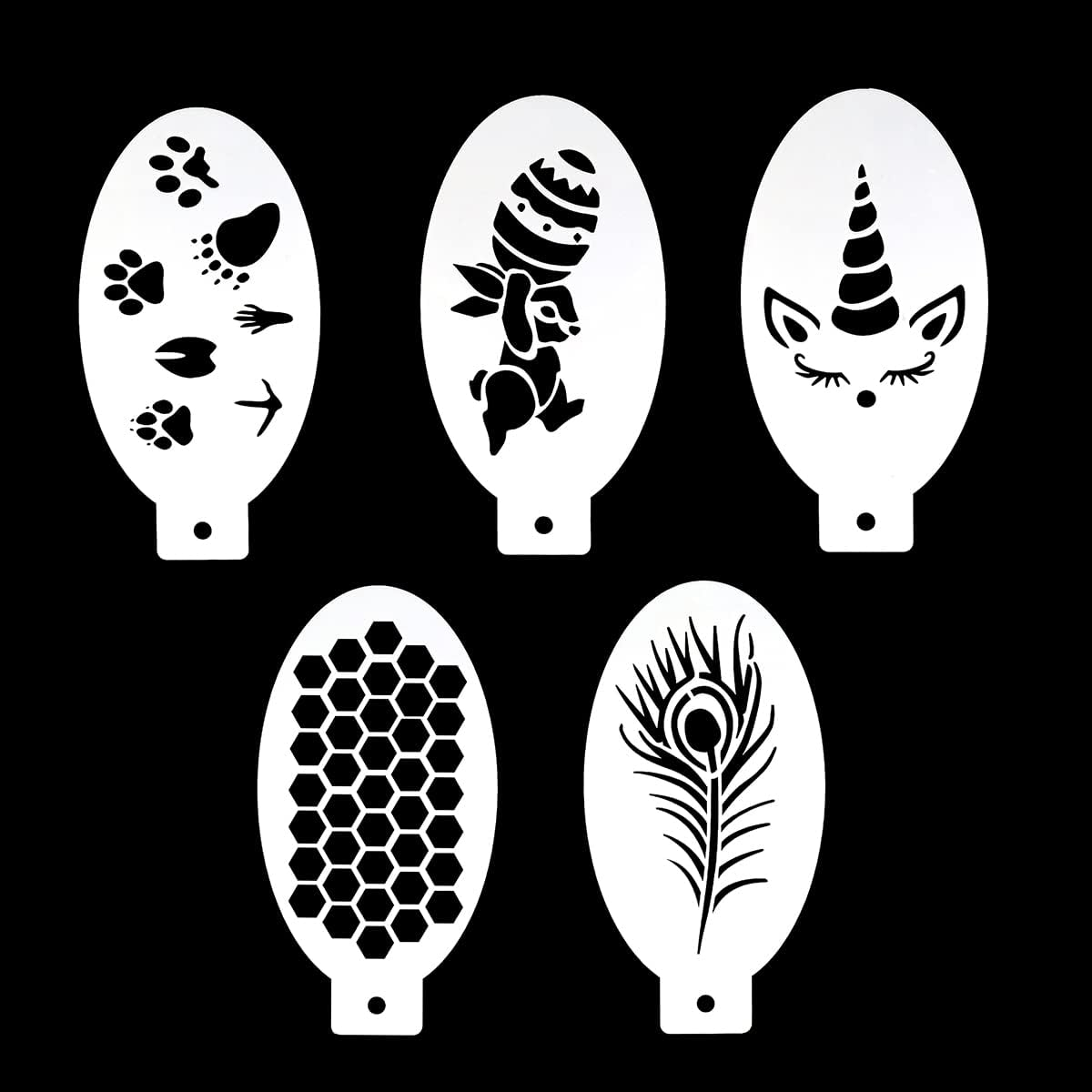 Bowitzki 5Pcs Reusable Face Paint Stencils for Body Art Painting Halloween Party Makeup Temporary Tattoos Stencils (Animal)