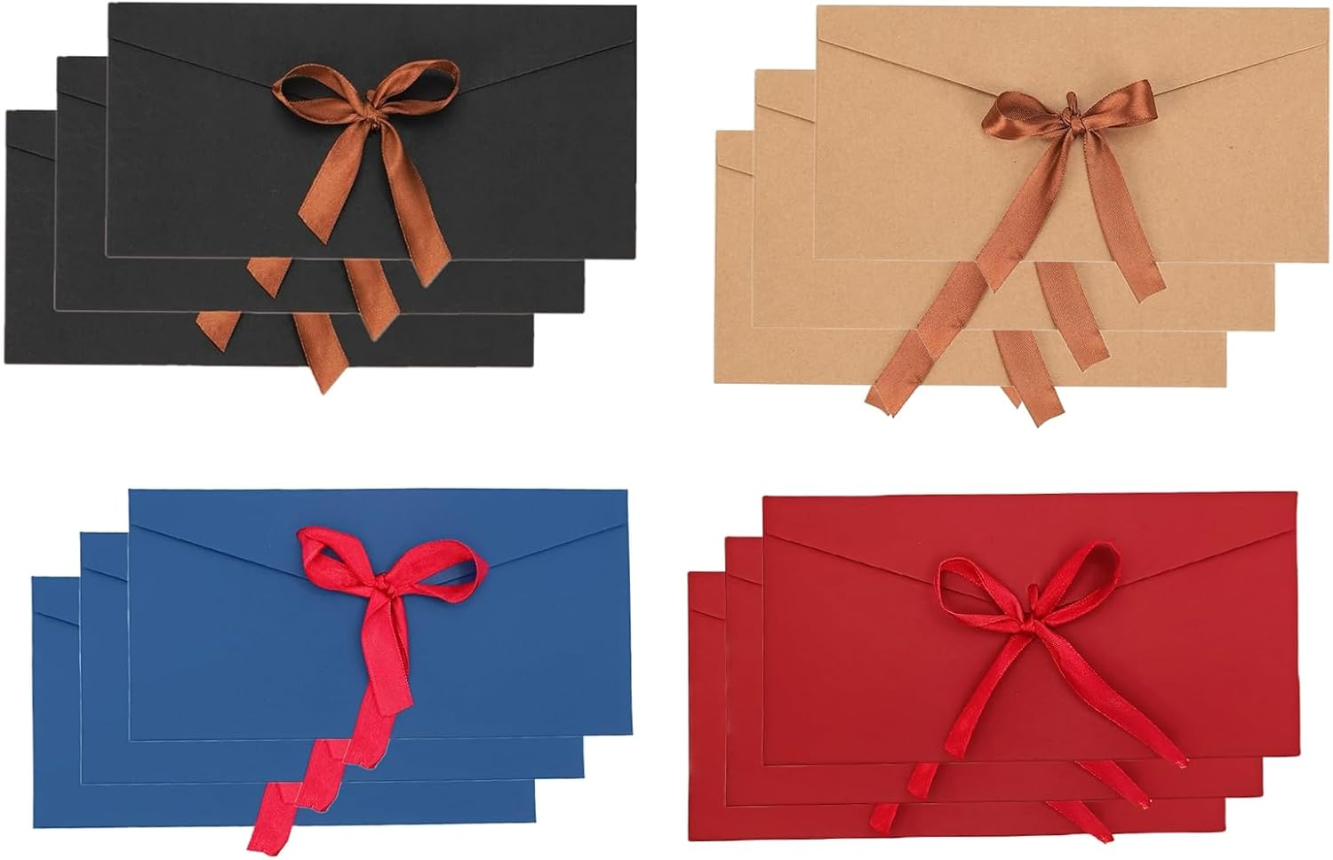 12 Pcs Coloured Envelopes,Vintage Envelope,Long Bow Envelope,Vellum Envelopes 22X 11 Cm,4 Colours - Blue image number 4