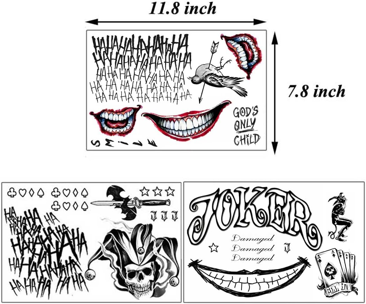 3 Sheets Halloween Temporary Tattoos,Tattoo Sticker Perfect for Halloween,Cosplay, Costumes and Party Accessories - A image number 2