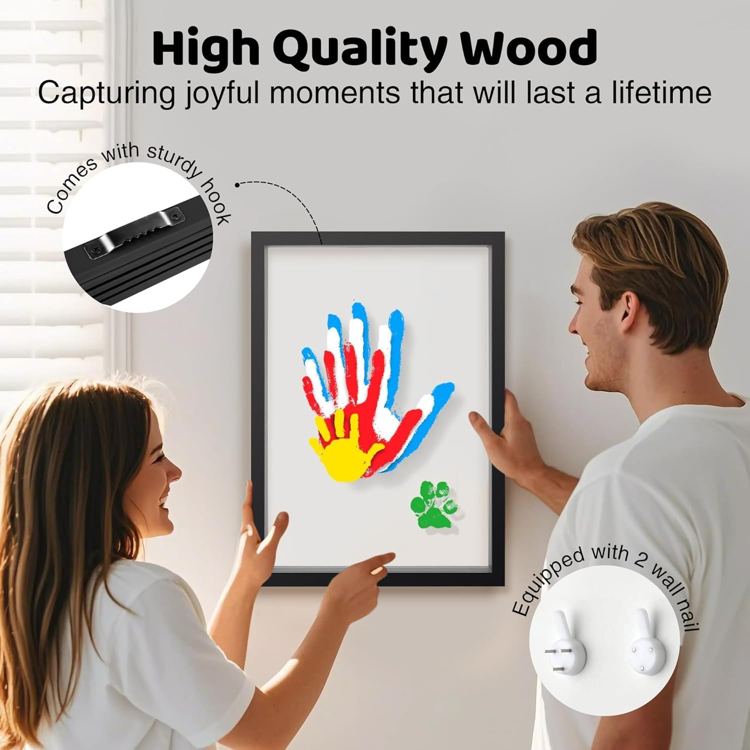 Family Handprint Kit for 4, DIY Craft Keepsake Frame with Clear Acrylic Boards, Adoption Gifts, Family Gifts for New Parents, New Mom, Father'S Day, Mother'S Day, Anniversary (Black) image number 1