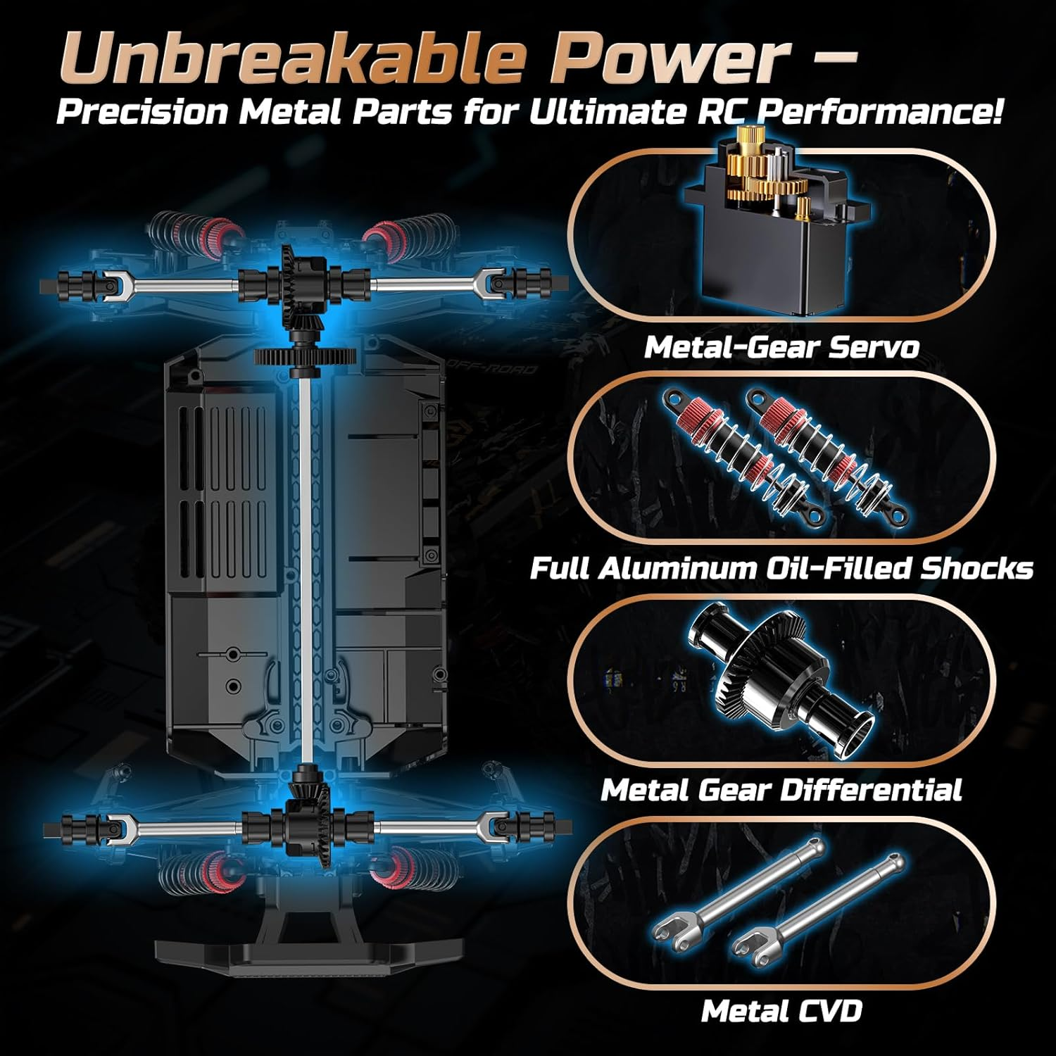 DEERC 9309E 1/16 All Terrain Fast RC Cars for Adults 40KPH,4WD Electric Off-Road Remote Control Monster Truck,2.4Ghz High Speed Car,Waterproof Monster Truck with 2 Batteries for Boys & Kids image number 6