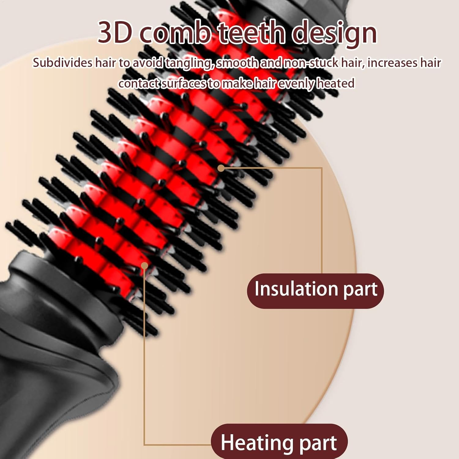Curling Iron Wand - Cordless Heated Styling Brush | Rechargeable round Curling Tool with Nylon Bristles, Portable Electric Hair Styler for Effortless Waves & Volume at Home or Travel