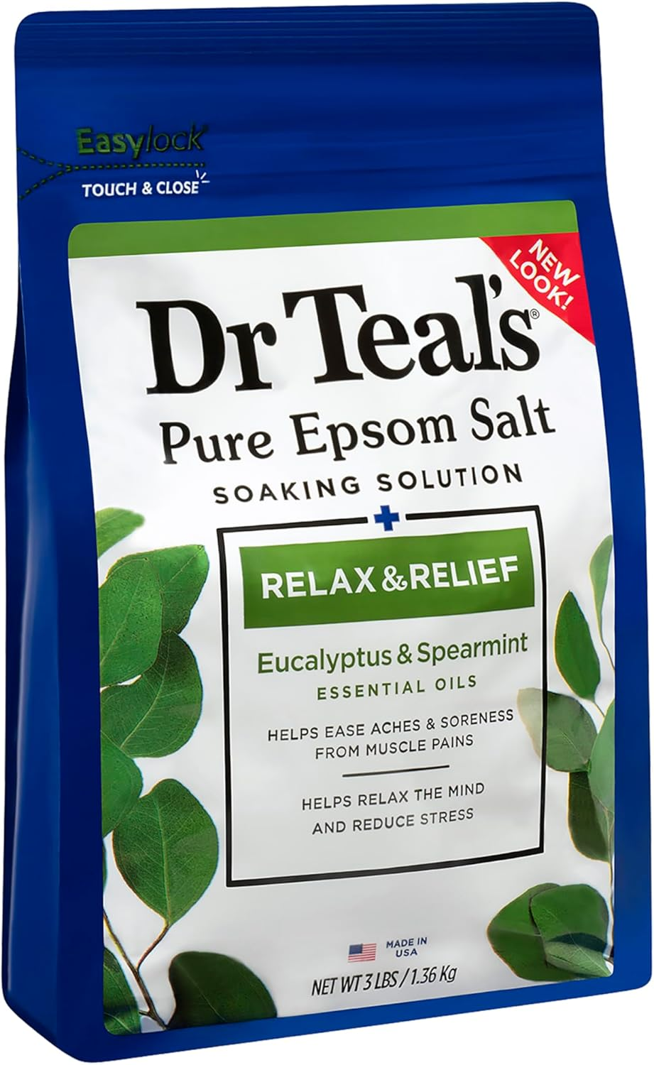 Dr Teal'S Eucalyptus and Spearmint Pure Epsom Salt Soaking Solution, 1.36 Kg (Pack of 2) image number 6