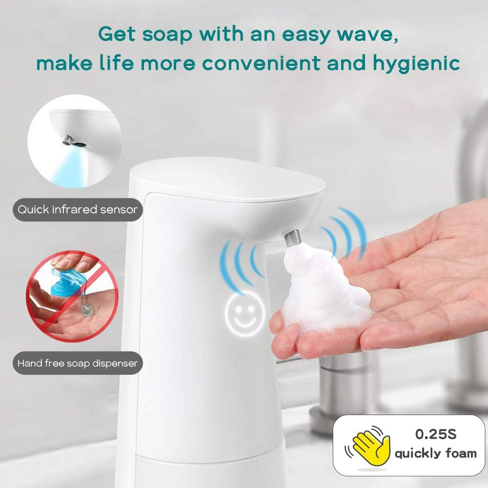 LAOPAO Automatic Hands Free Foaming Soap Dispenser, 240Ml Countertop Touchless Soap Pump for Bathroom Kitchen Xmas Gift - All White image number 6