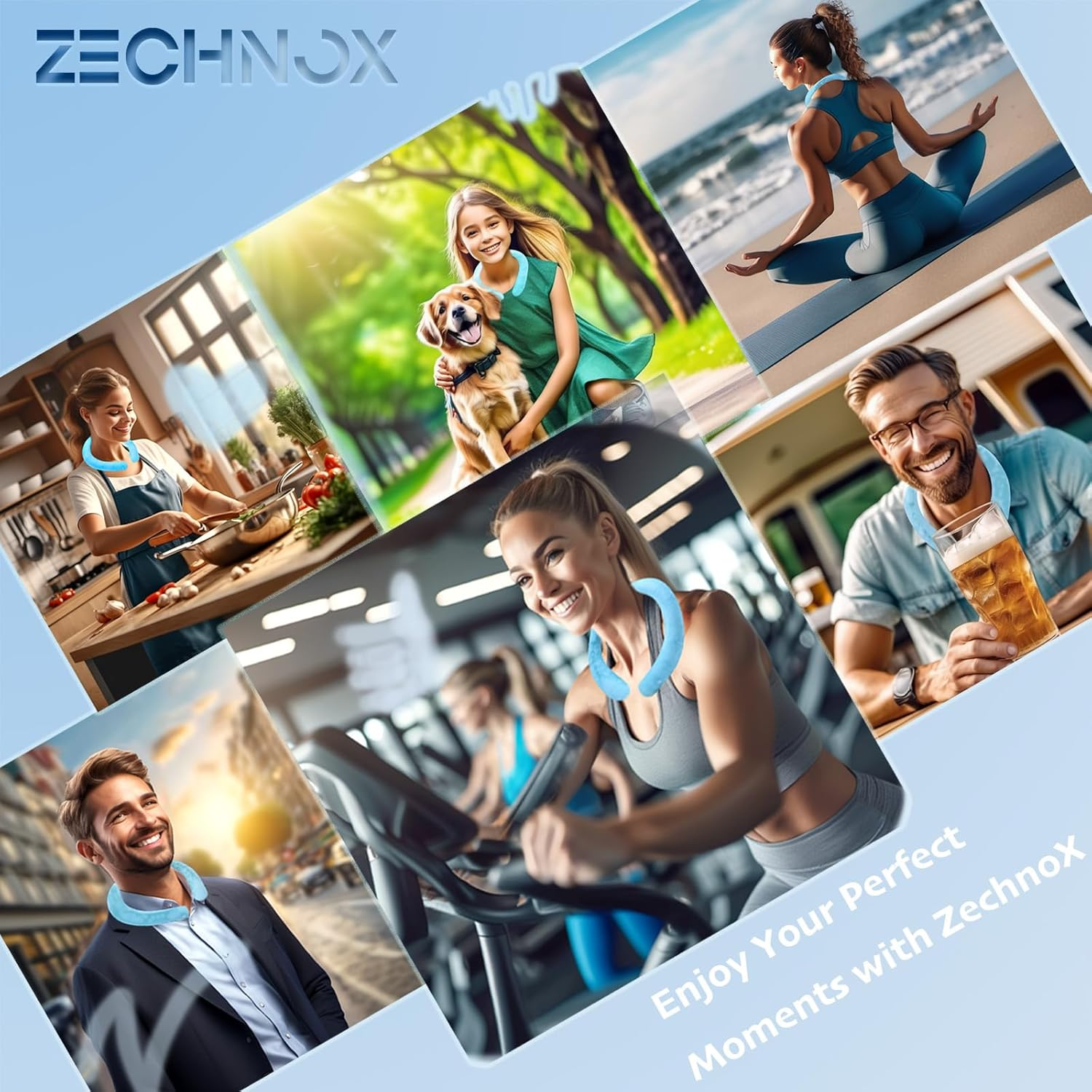 Neck Cooling Tube,2 PCS Pack with Carry Bag,Reusable Ice Pack,Neck Coolers for Hot Weather,Ice Ring for Summer Heat,Personal Cooling Device,Ideal for Sports,Outdoor Activities (Light Blue+White) image number 4