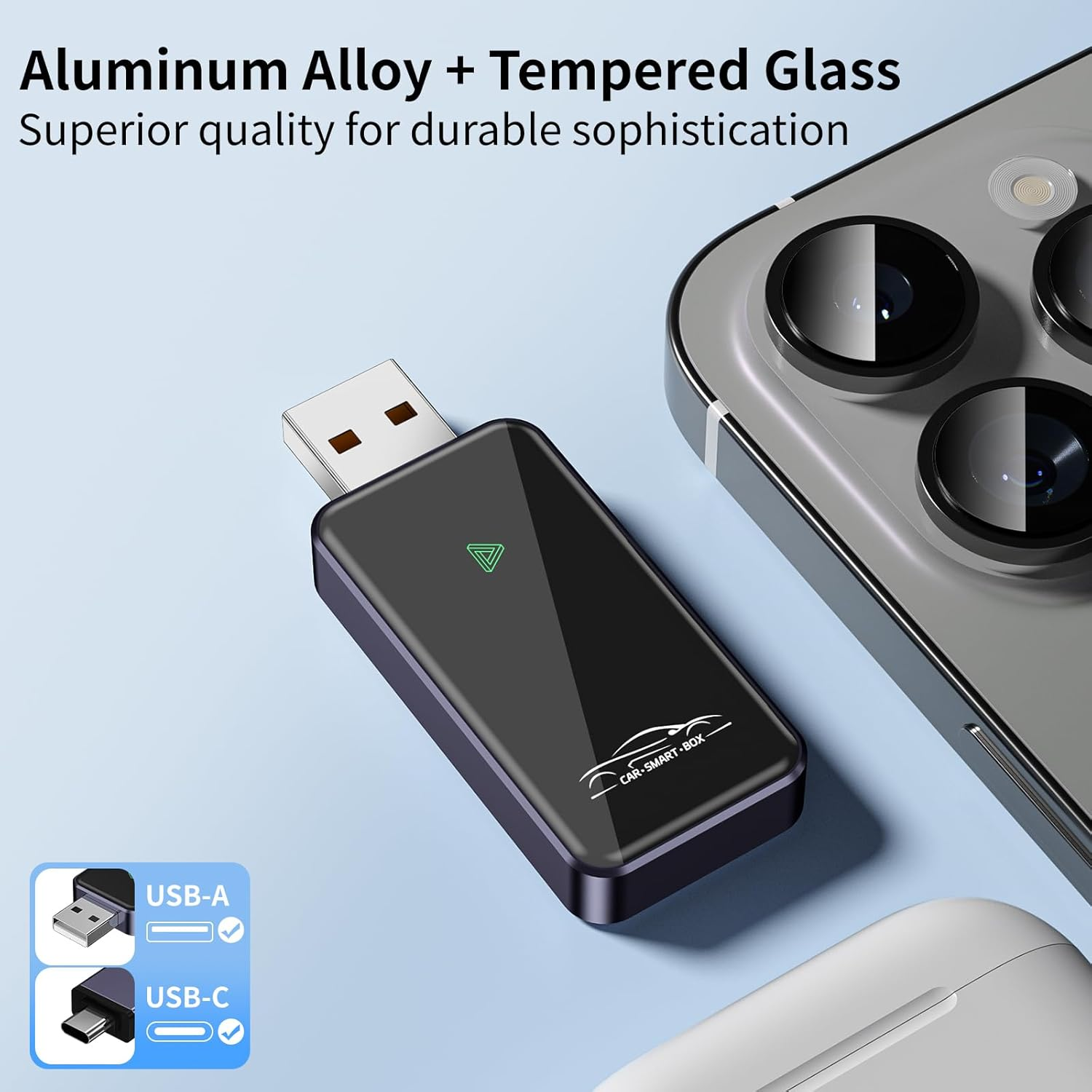 Kinsdan Wireless Carplay Adapter for Iphone Only, Convert Wired to Wireless Carplay, Plug & Play, No Latency, Fit for 2015+ Vehicles & Ios 10+ image number 1