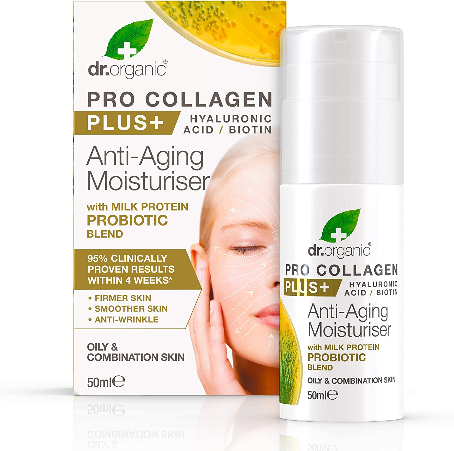 Dr Organic Pro Collagen plus Dragons Blood, Hyaluronic Acid, Biotin, Healthy-Aging, Wrinkles, Dry & Sensitive Skin, Natural, Vegan, Cruelty-Free, Paraben & Sls-Free, Organic, 50Ml, Packaging May Vary image number 3