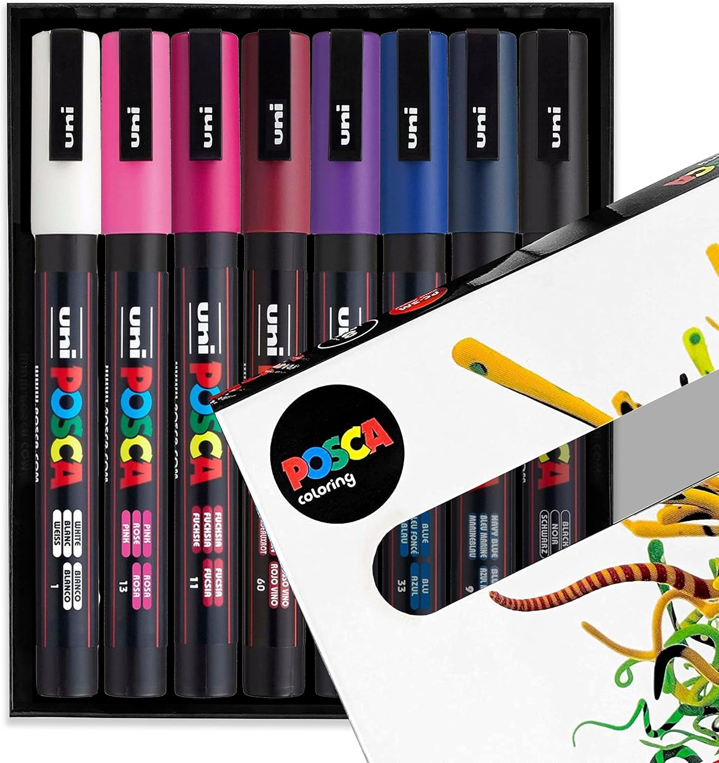 POSCA Colouring - PC-3M Midnight Tones - Set of 8 - in Gift Box image number 1