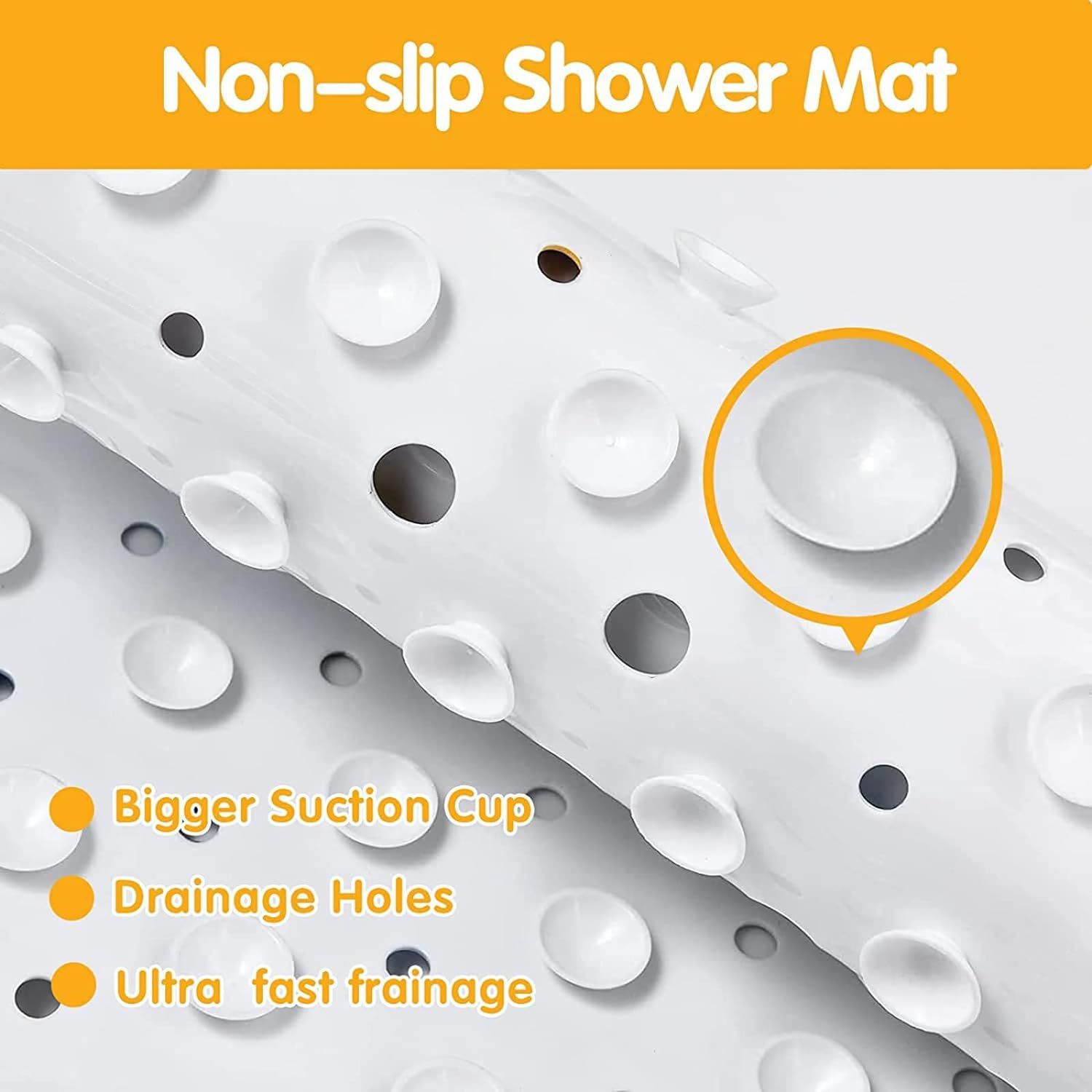 Make Bath Time Safe and Fun with Our Non-Slip Bath Mat for Kids, anti Slip Bathroom Toddler Shower Mat, Bath Mats with Suction Cups & Drain Holes, Machine Washable - Sea World Design image number 4