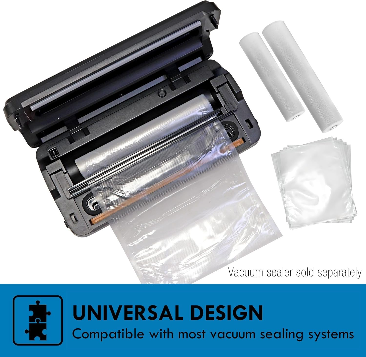 Kenmore Vacuum Sealer Bags & Roll 3 Varieties Pack | Compatible with Precision, Foodsaver, INKBIRD, Russell Hobbs & Wevac Vacuum Sealer | Bpa-Free Food Storage Bags for Sous-Vide & Meal Prep image number 1