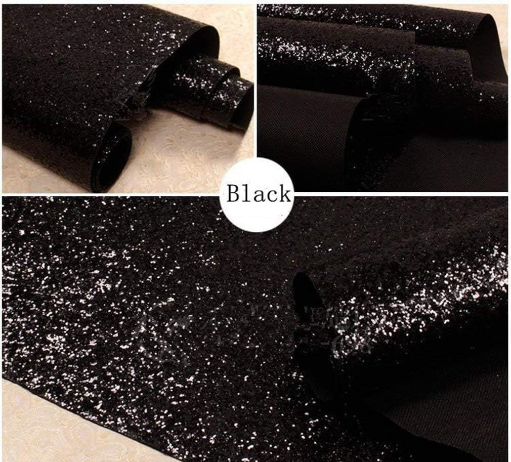 DHHOUSE Self Adhesive Black Chunky Glitter Wallpaper, Sparkle Glitter Wallpaper for Wall (17.4In X 16.4Ft, Black)