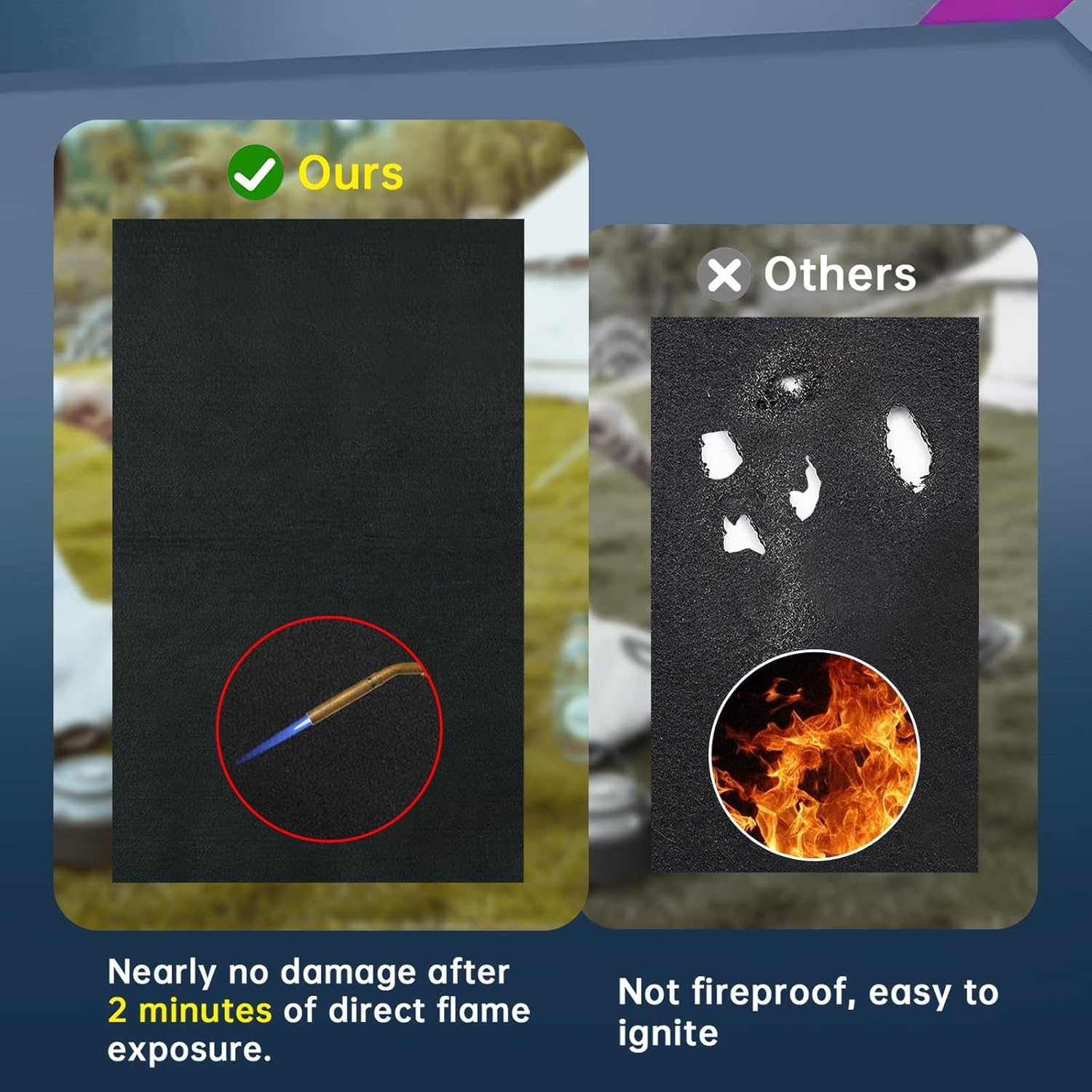 40X40 Inch Fireproof Welding Blanket Pad, Carbon Felt Wick & Flame Retardant Fabric, 5Mm Thick Fireproof Heat Resistant Mat, up to 3000&deg;F for Soldering, Firepit, Grill, Smoker & Plumbing image number 1