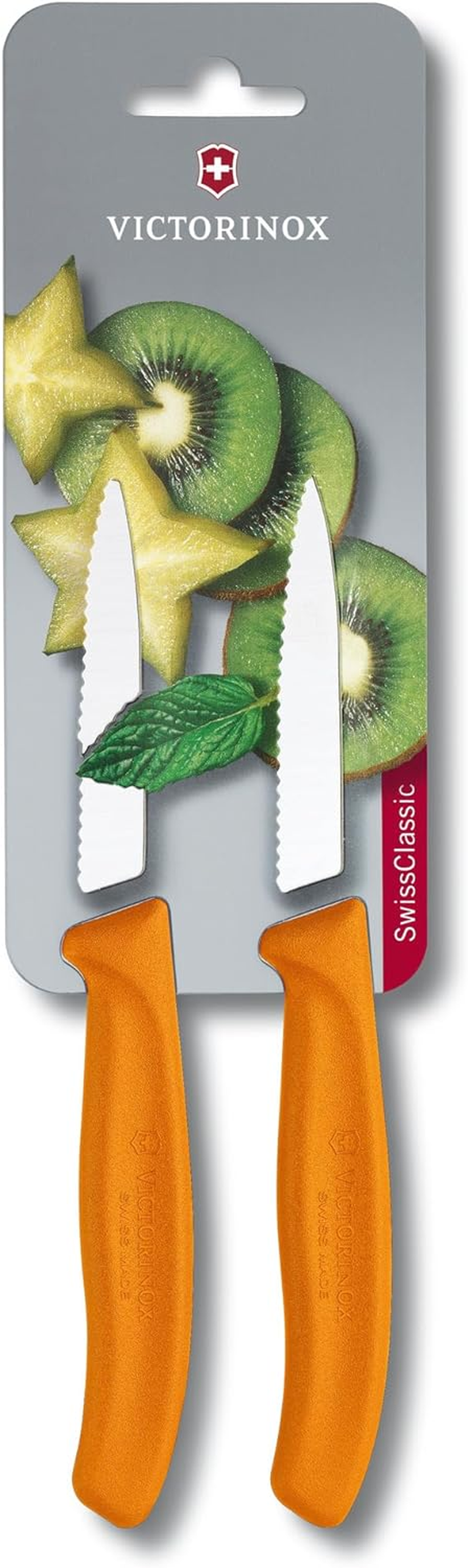 Victorinox Swiss Classic Wavy Edge Paring Knife, Pointed Tip, Green, 6.7636.L114