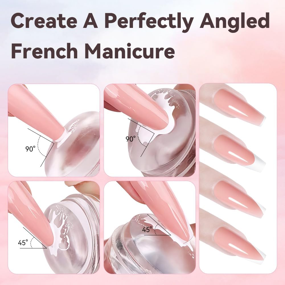 LOPHE Nail Stamp, 4 Pieces Silicone Nail Stamps with Scraper, French Nails Stamper Nail Stamp, Nail Art Accessories for the Perfect French Look