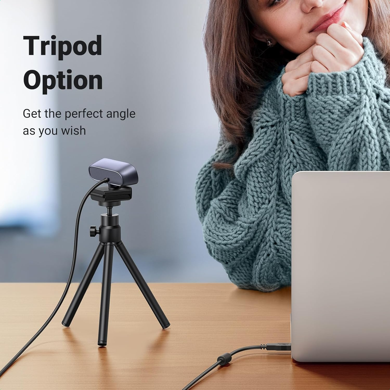 UGREEN 2K@30Fps Webcam for PC, Full HD 1080P@60Fps Web Camera, Auto Focus & Light Correction, Dual Mic for Clear Stereo Audio, Plug and Play for Zoom, Skype, Streaming, Video Calling, Conferences image number 4