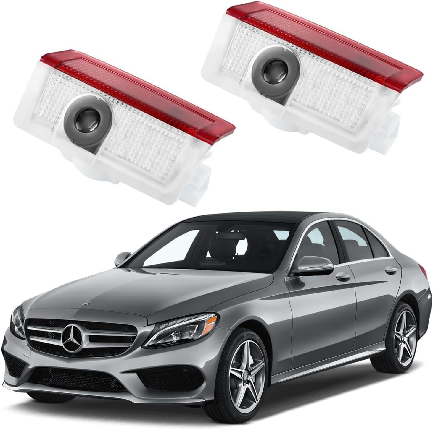 For Mercedes W176 W177 W205 S205 W212 W213 W242 W246 W247 W166 LED Projector Entry Lighting Door Logo Laser Door Light Pack of 2 (Benz-Circle)