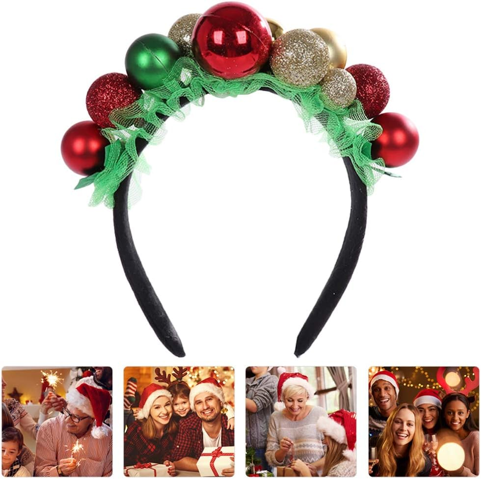 KESYOO Christmas Heabands Cute Glitter Xmas Ball Bell Headwear Hair Hoop Hairband for Kids Xmas Holiday Hair Accessories Party Favors image number 2