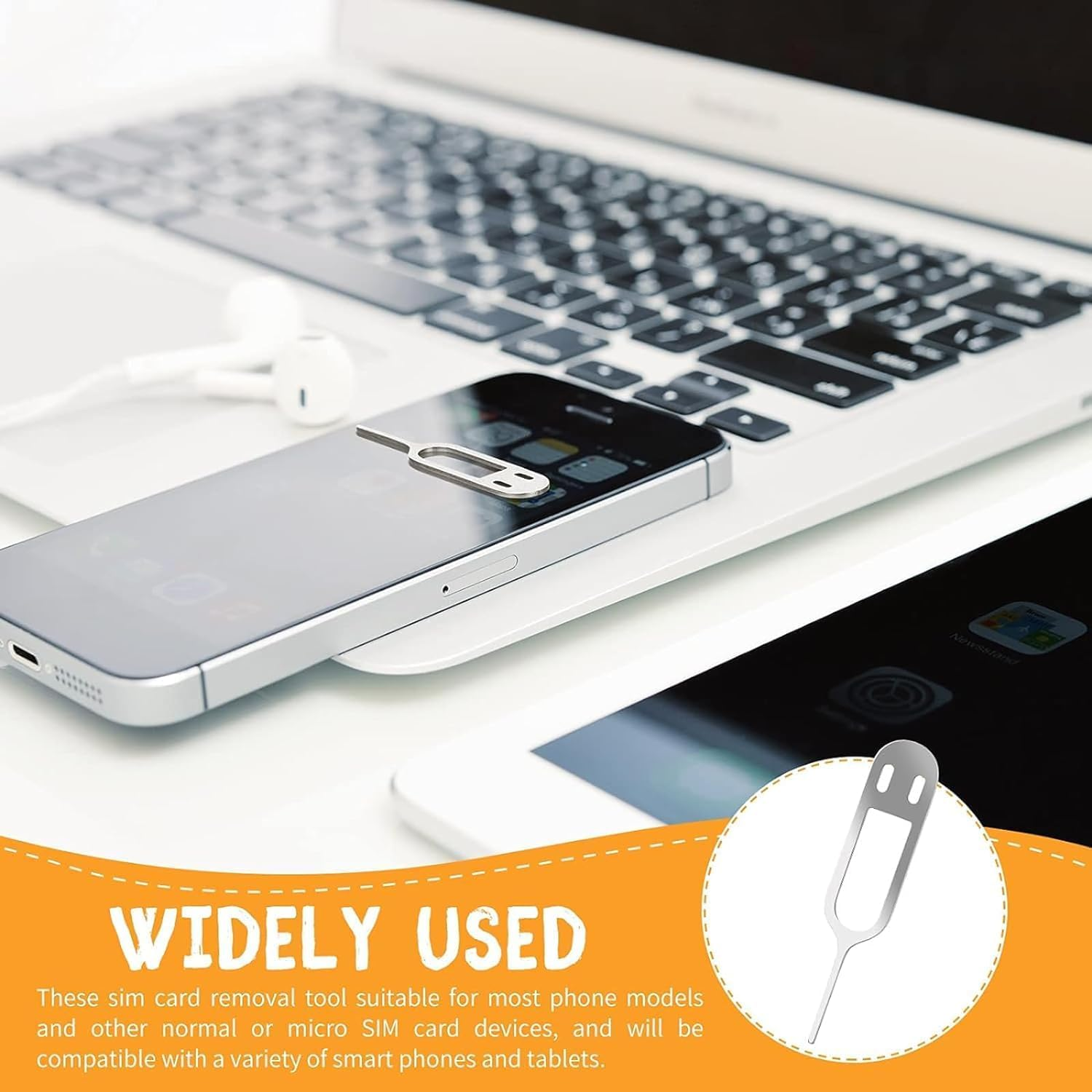 Sim Card Removal Tool Phone Chip Remover Sim Card Unlock Chip Card Pin Tool Sim Card Tray Eject Pin Removal Tools Needle Opener Ejector with Detachable Keychain Charm for Smart Phone, 3 Pieces image number 2