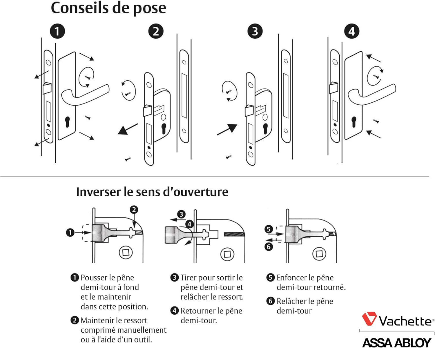 Vachette D25 &ndash; Key Lock, Reversible, White, NF Level 2 Certified | round Ends, 40 Mm Spindle for Bedroom Door image number 3