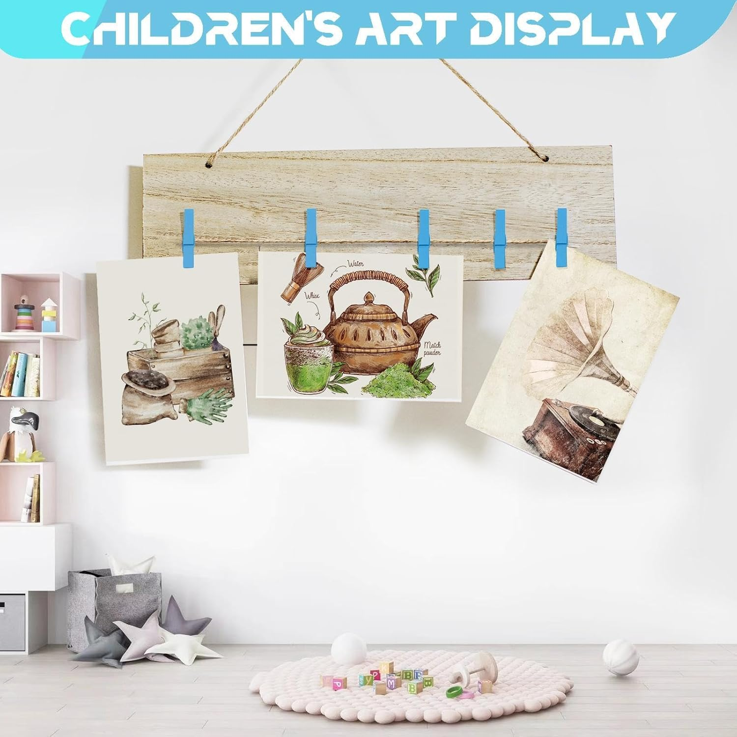 100 Pack Clothes Pins Wooden, 2.9 Inch Colored Clothespins Wood, Close Pins for Crafts Decorations Classroom Hanging Pictures, Wood Clips for Clothes Outdoors, Blue - Dark Black image number 3