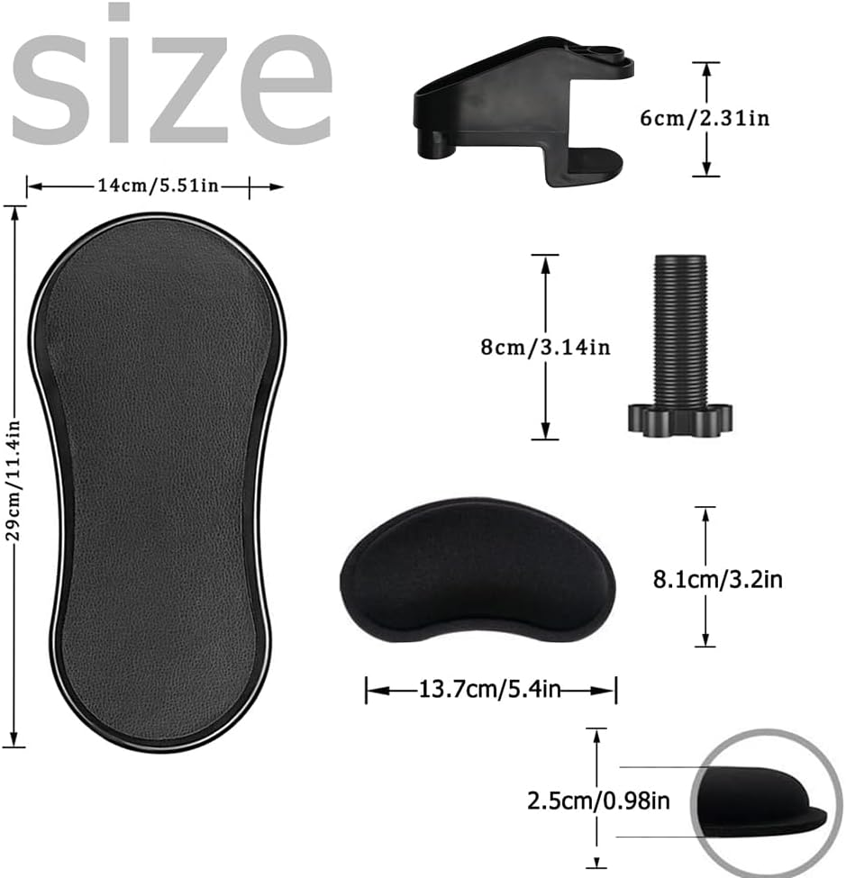 Computer Arm Rest for Desk, Adjustable Arm Rest Support for Computer Desk Ergonomics Rotating Armrest Support Extender, Keyboard Wrist Rest Pad with Mouse Wrist Rest for Office (Black) image number 2