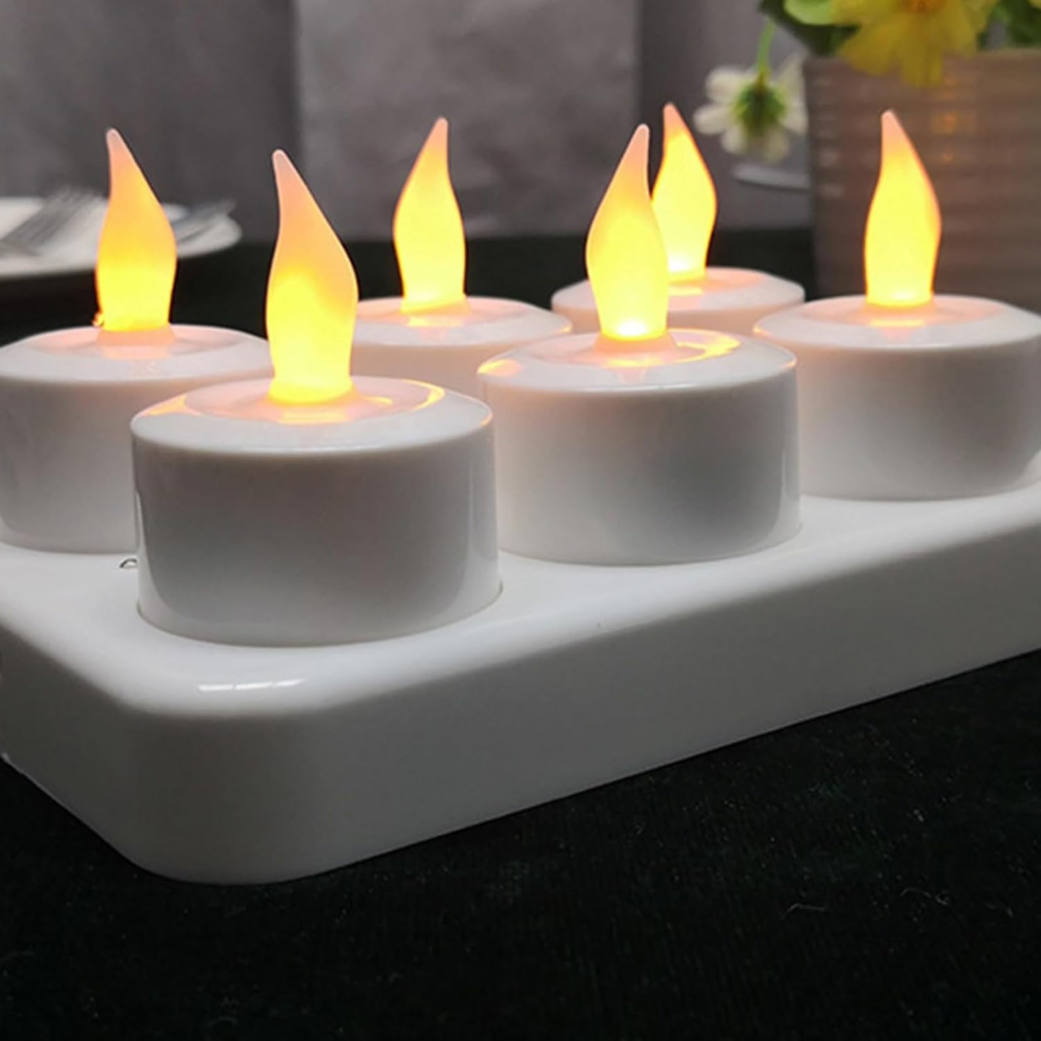 Rechargeable Flameless Tea Light Candles - 6PCS Flickering LED Votive Candles with 2 Modes | Batteryless, Safe, and Eco-Friendly Decor for Winter Ambiance and Mood Lighting