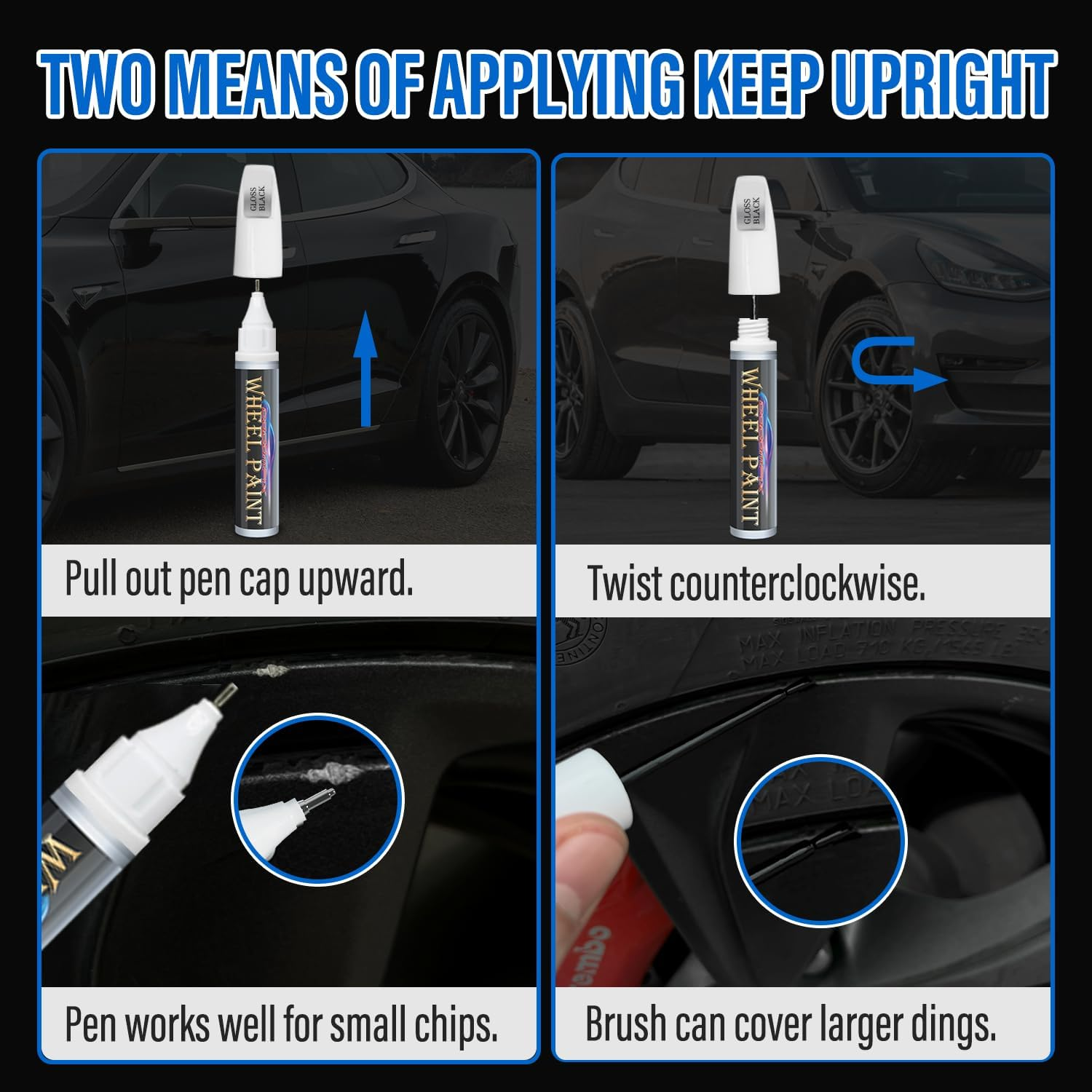 Cocomfix Gloss Black Rim Touch up Paint, Wheel Scratch Repair, Universal Color, 1 Fl Oz, Enamel, Exterior, Scratch Resistant, Covers up to 1 Sq Ft per Coat image number 4