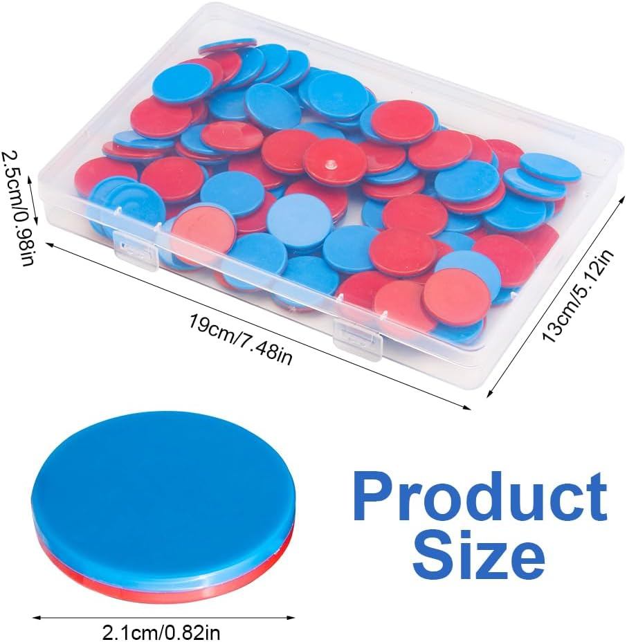 Pack of 100 Reversible Plates Red Blue Plastic for Maths Calculation Aid, Calculation Plates, Counting Chips for Children'S Hands, Mathematics Reversible Plates for Primary School, Learning Aid image number 6