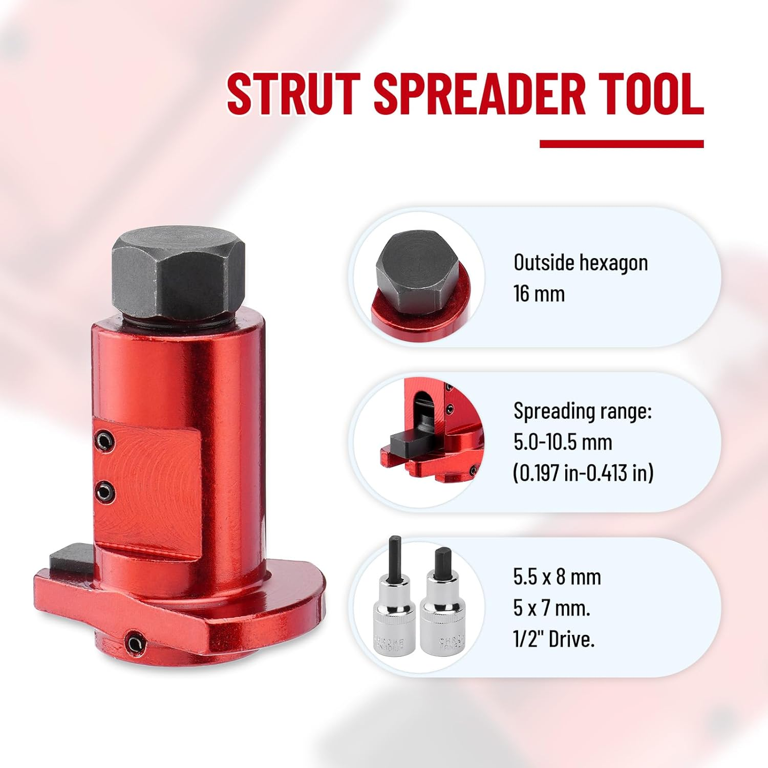 SPARKWHIZ Strut Spreader Tool, Suspension Strut Knuckle Spreader 5.0 &ndash; 10.5 Mm + Suspension Strut Spreader Socket Tool image number 6