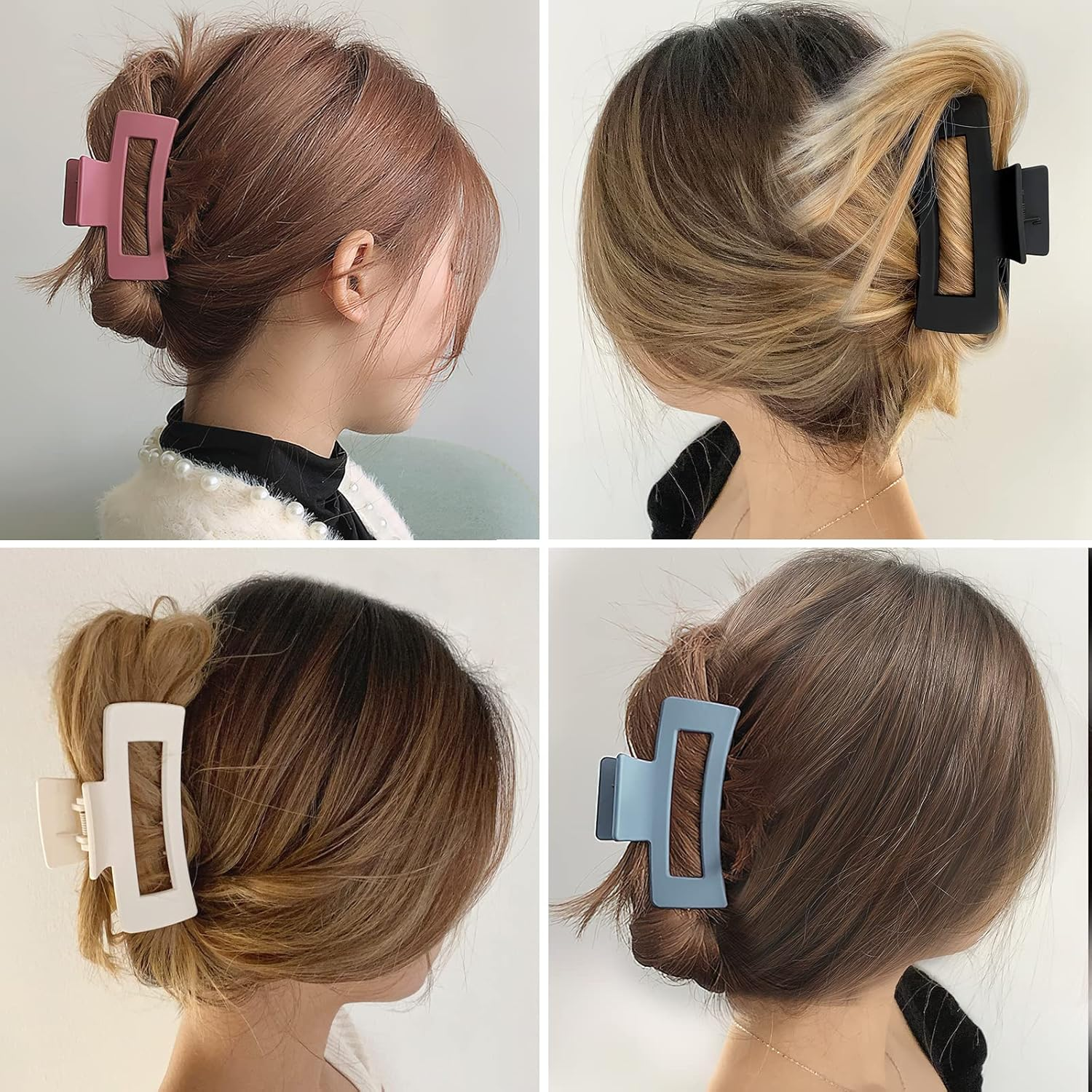 Vigorpace 12 Pack Large Hair Claw Clips for Women Thick Thin Long Hair, Square Hair Clips for Styling Accessories, Strong Hold Big Jaw Clips image number 4