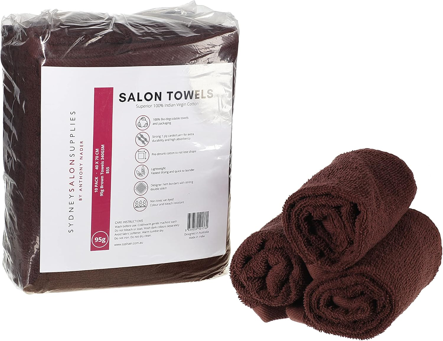 10 Brown SSS Salon Towel 100% Cotton Hand Towels Barber Beauty Gym Hotel SPA 40X70 image number 2