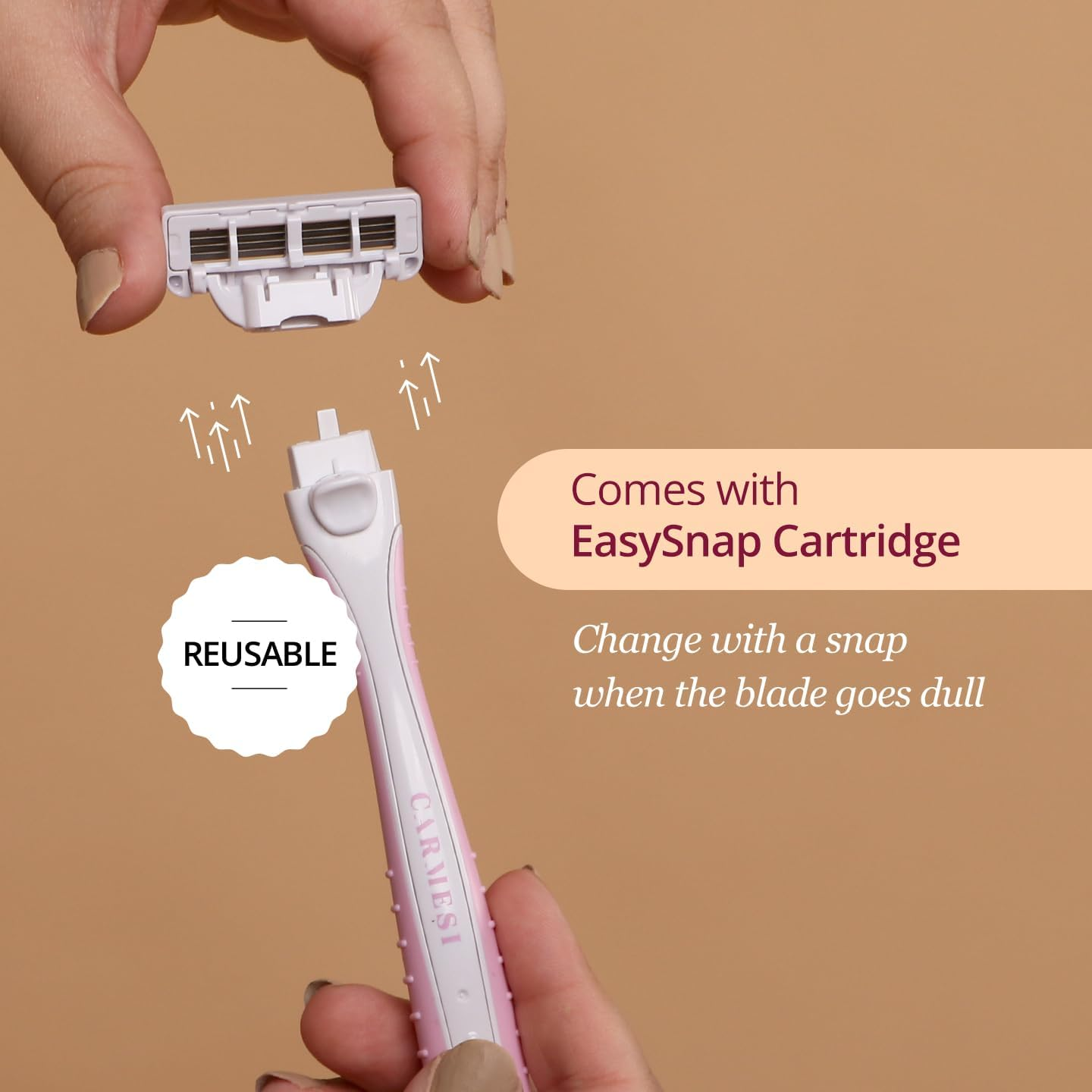 Carmesi Body Razor Skinsoft - Reusable - Pack of 1 | Aloe Vera & Vitamin C Moisture Strip for Smooth & Painless Hair Removal | Slip-Proof Rubber Grip | Soft & Silky Skin | Safe, Hygienic, & Economical image number 1