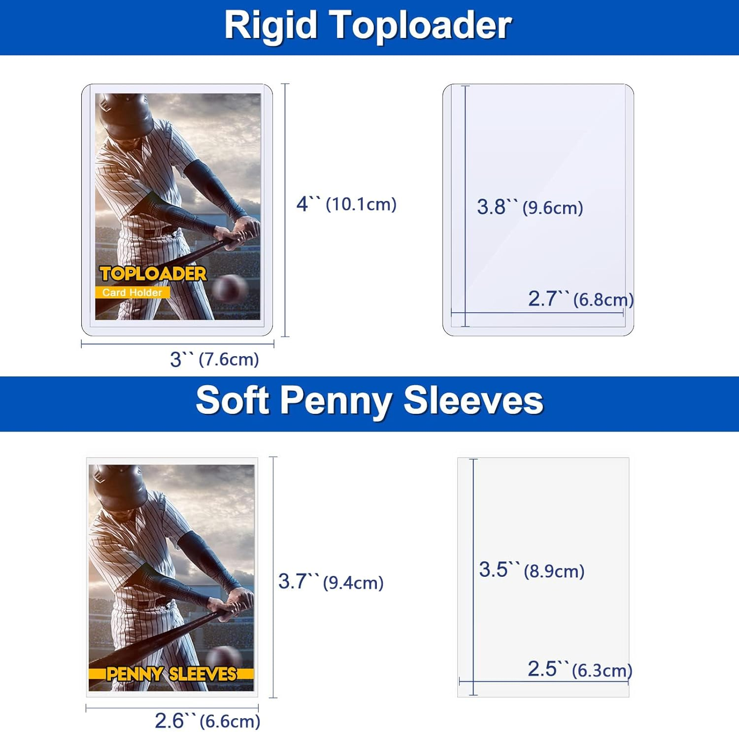 YOZOTI 400 Card Sleeves Top Loaders for Cards, 3"X4" Baseball Card Protectors Hard Plastic, Premium Toploaders Holder for Trading Sports Football Game Cards (200 Hard Sleeves + 200 Soft Sleeves) image number 4