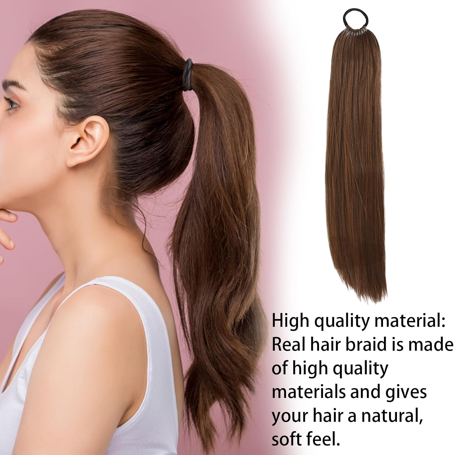 Real Hair Braid, Ponytail Extension for Natural Look, Easy to Use, Versatile Styling, 1 Piece High-Quality Braid Extension image number 5