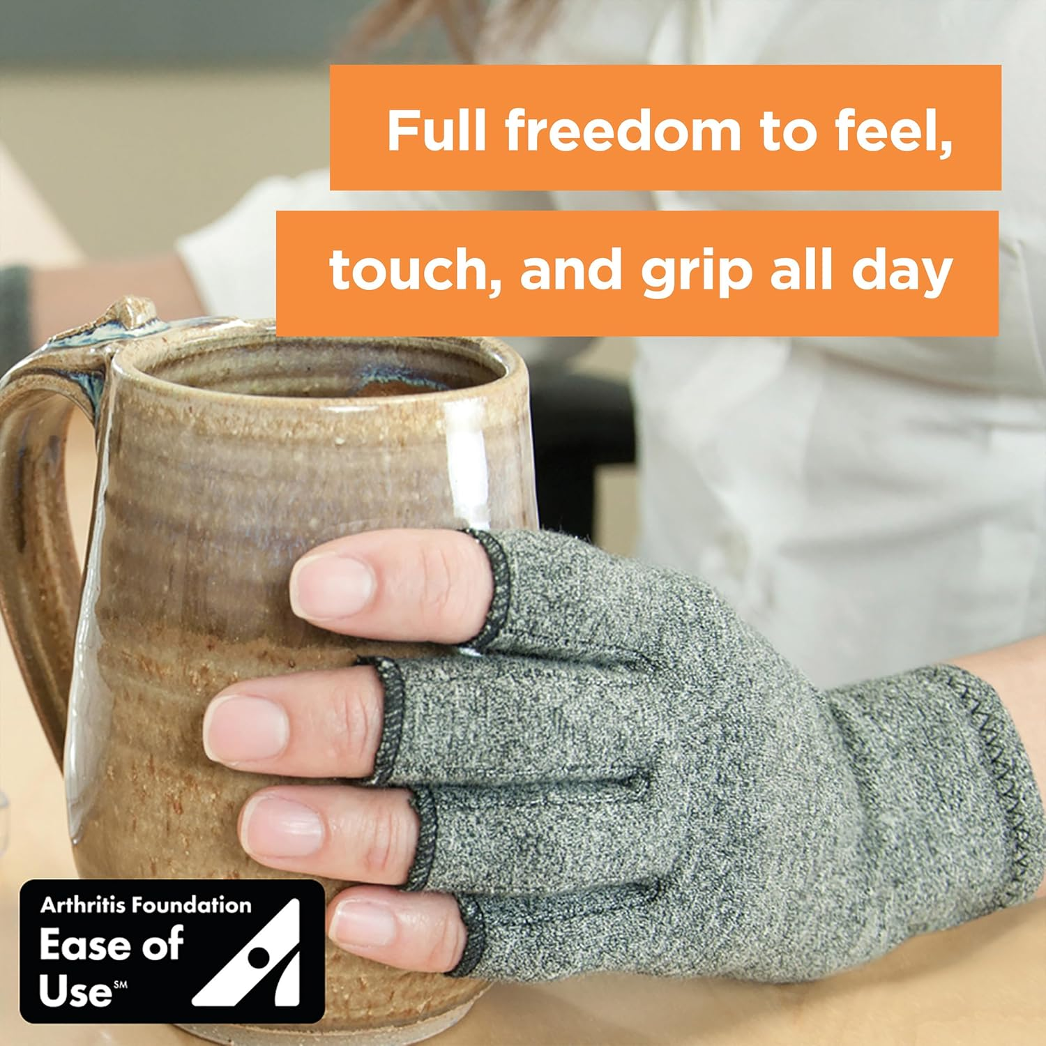 IMAK Compression Arthritis Gloves, Relieves Arthritic Aches, Pain, & Joint Swelling, Open Fingertip Gloves Provide Compression, Warmth, & Comfort, Increases Poor Circulation, Small, Pair, up to 7.94Cm image number 1