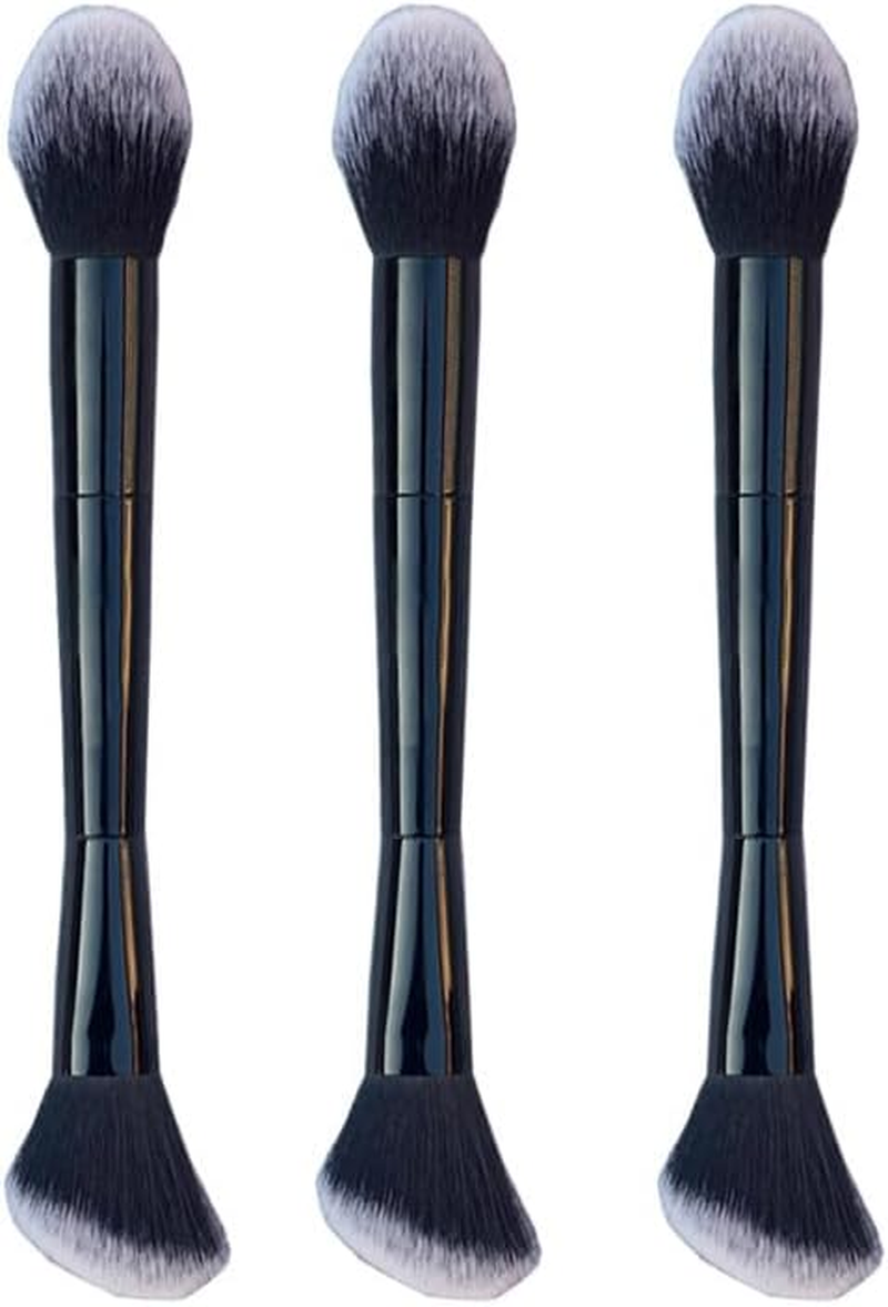 3 Pieces Professional Makeup Brush Set, Dual-Ended Cream and Powder Brushes, 2 in 1 Dual-Ended Foundation Brush Multi-Functional Portable Beauty Brushes for Girls Women, Multi-Functional image number 1