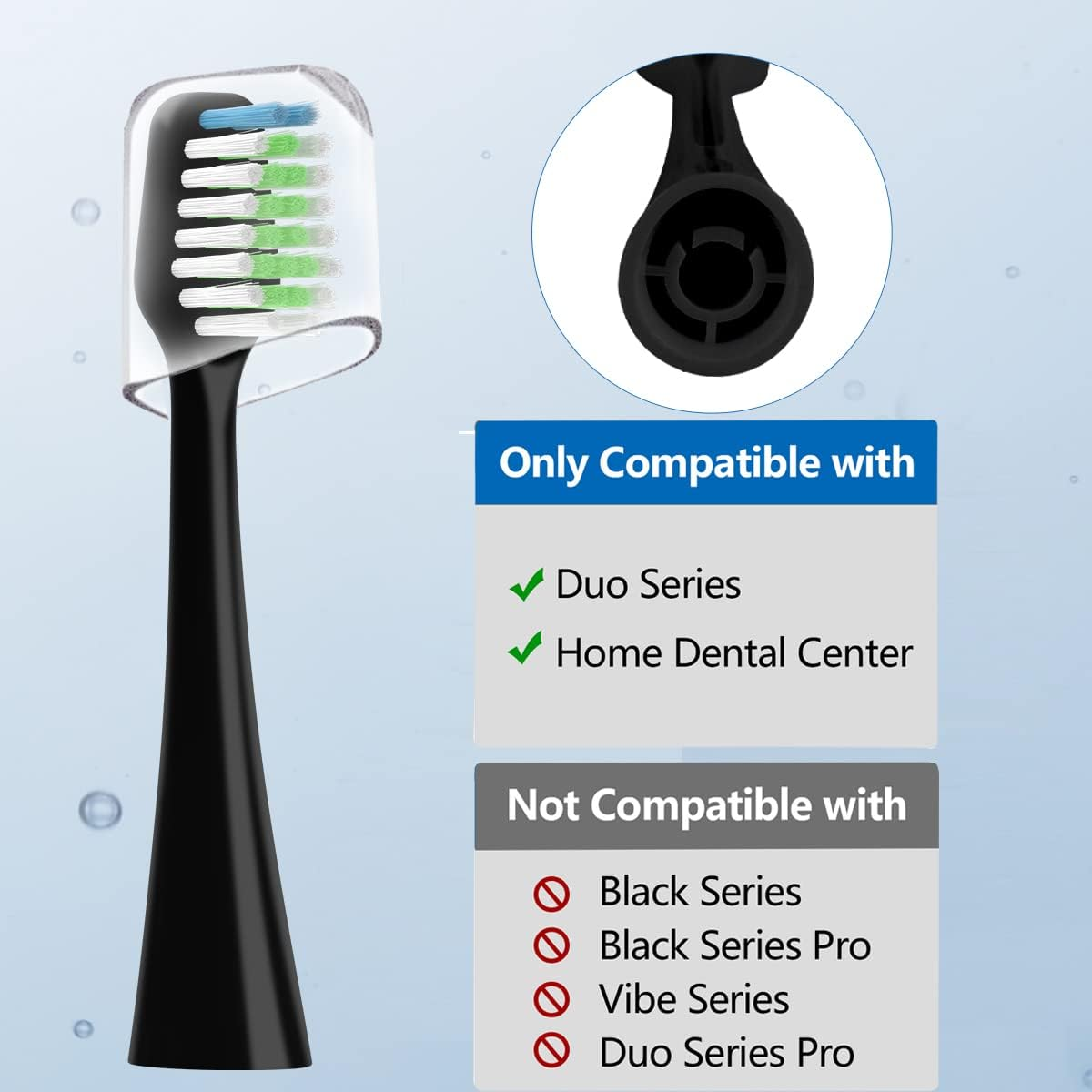 Compatible with Waterpik Complete Care 9.0 (CC-01), 5.0 (WP-862) Sonic Electric Toothbrush Replacement Brush Heads STRB-10WB, Soft Bristle, 10 Pack (Black, M) image number 5