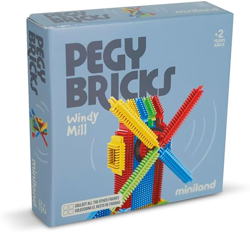 Miniland - Pegy Bricks: Windy Mill - Building Kit for Children with 22 Pieces to Build a Windmill with Rotating Wings, Promotes Creativity and Motor Skills, from 2 Years image number 3