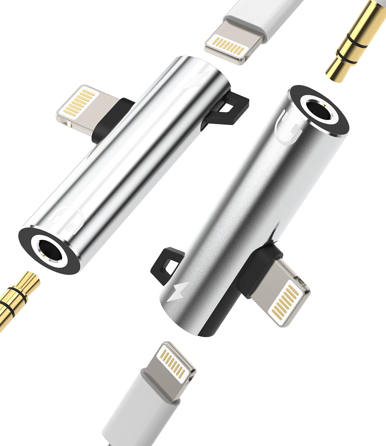 Iphone AUX Adapter for Headphone Jack Dongle (2 Pack) Lightning to 3.5Mm Splitter Apple MFI Certified Charger Cord Power Adaptador Para for 14 13 12 11 Pro Max 7 8 plus Ipad Audio Music L+3.5 image number 4