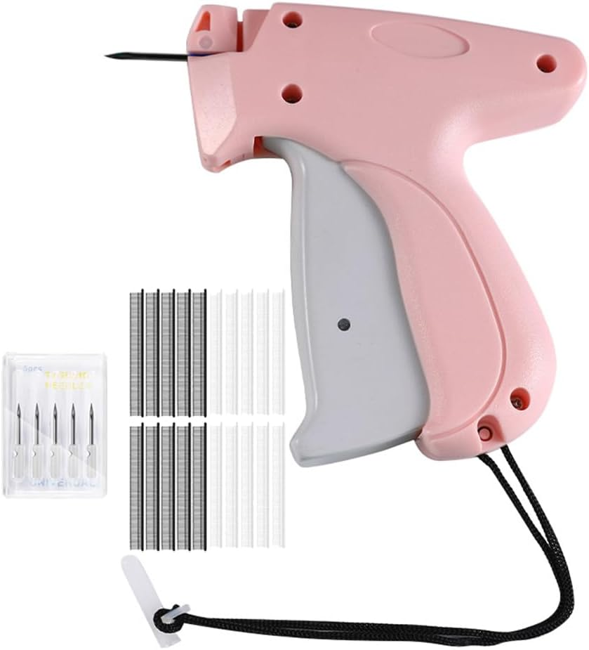 Stitchy Gun for Clothes - Handheld Stitch Gun Quick Clothing Fixer - Mini Stitch Tagging Gun - Includes 5 Needle, 1000 Black Fasteners & 1000 White Fasteners (Pink) image number 3