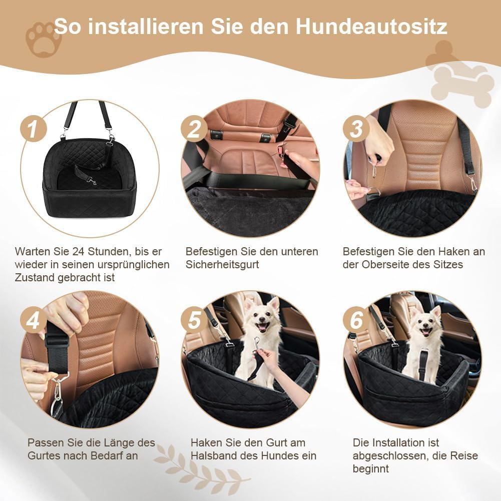 Dog Car Seat for Small and Medium Dogs,Car Seat for Dogs Removable and Washable Dog Booster Seat under 30Lbs, Pet Car Seat Travel Bed with Storage Bag and Dog Safety Belt (Black) image number 4